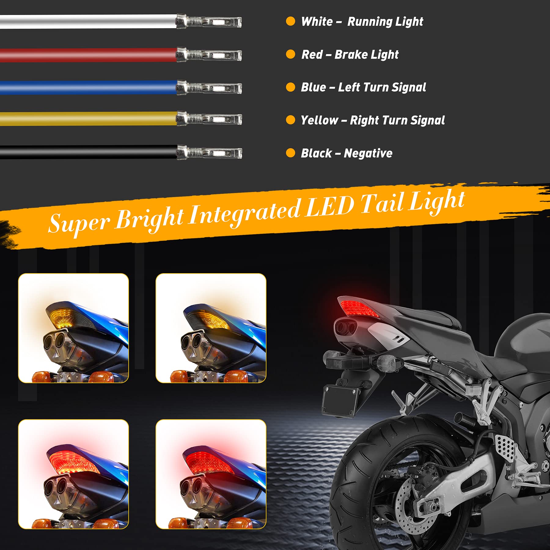 Quasco Led Brake Tail Light Smoked Taillights With Turn Signal Compatible With Honda Cbr600Rr 2003-2006, Cbr1000Rr 2004-2007