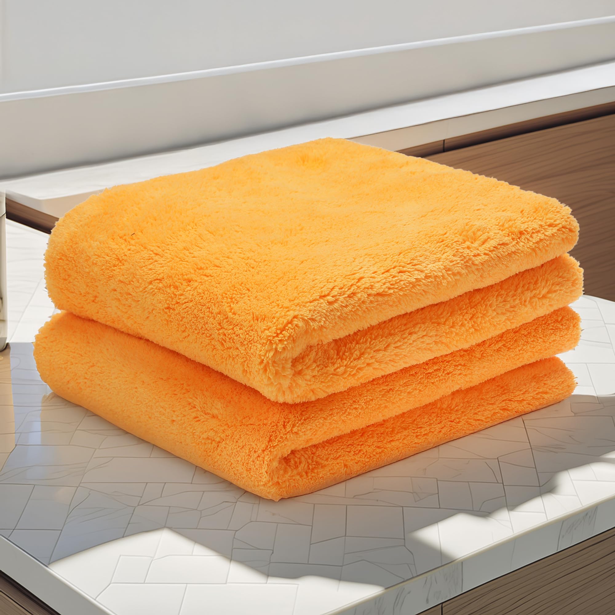Cutting EDGE 500 GSM Coral Fleece Car Microfiber Towel, Orange (Set of 2)