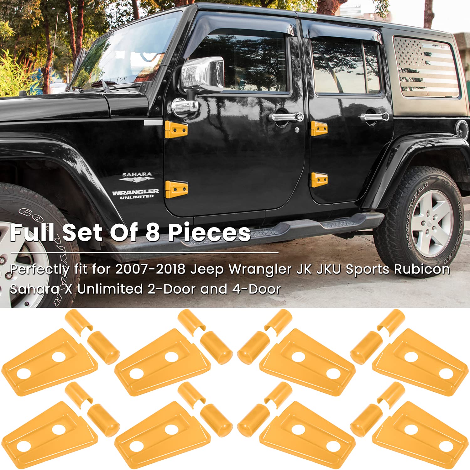 Door Hinge Cover Trim Exterior Accessories For Jeep Wrangler Jk Jku Sport Rubicon Sahara X Unlimited 2-Door & 4-Door 2007-2018 (