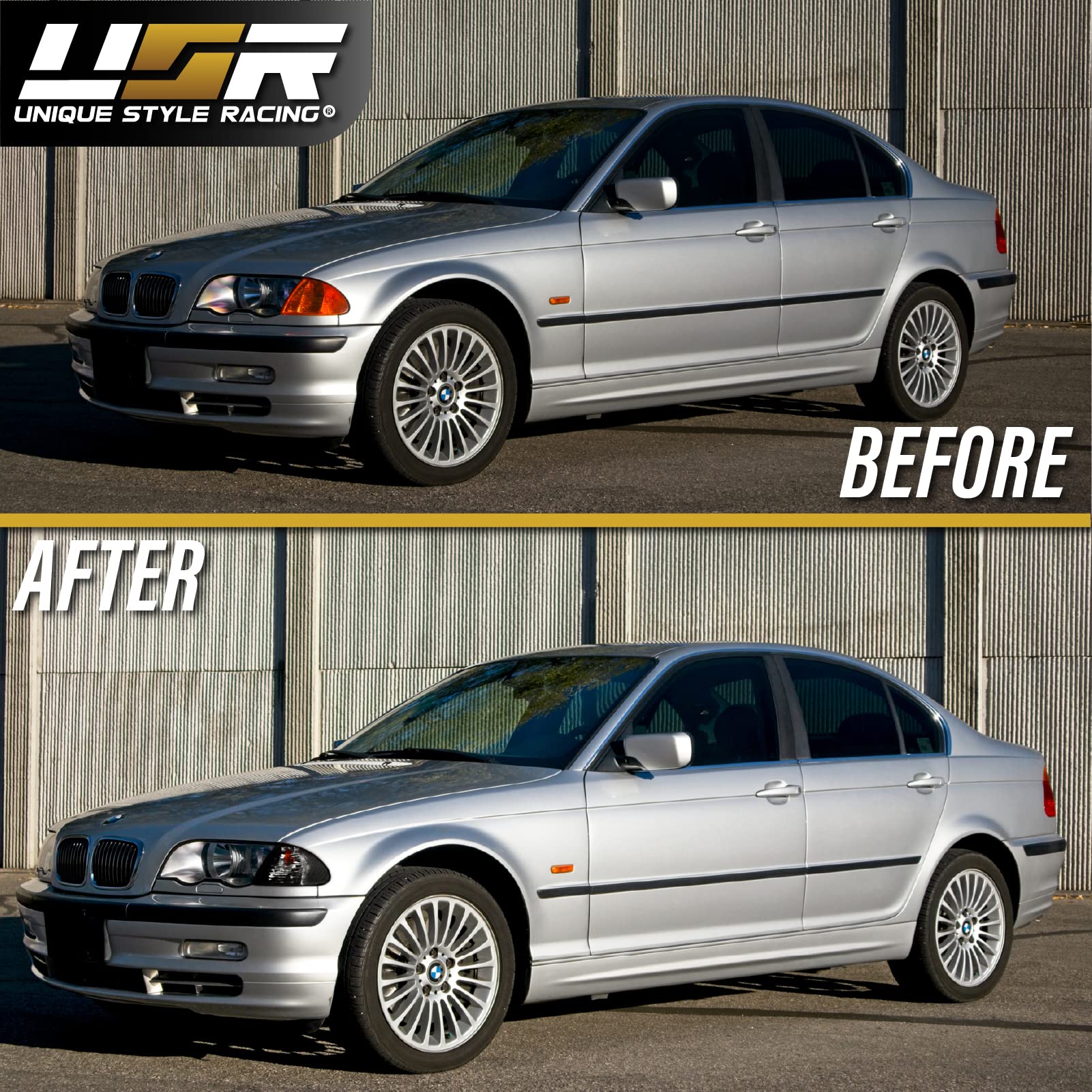 DEPO 99-01 E46 4D Cornering Lights - OE Euro Smoke Corner Turn Signal Lamps Set (Left + Right) Compatible with 1999-2001 BMW E46