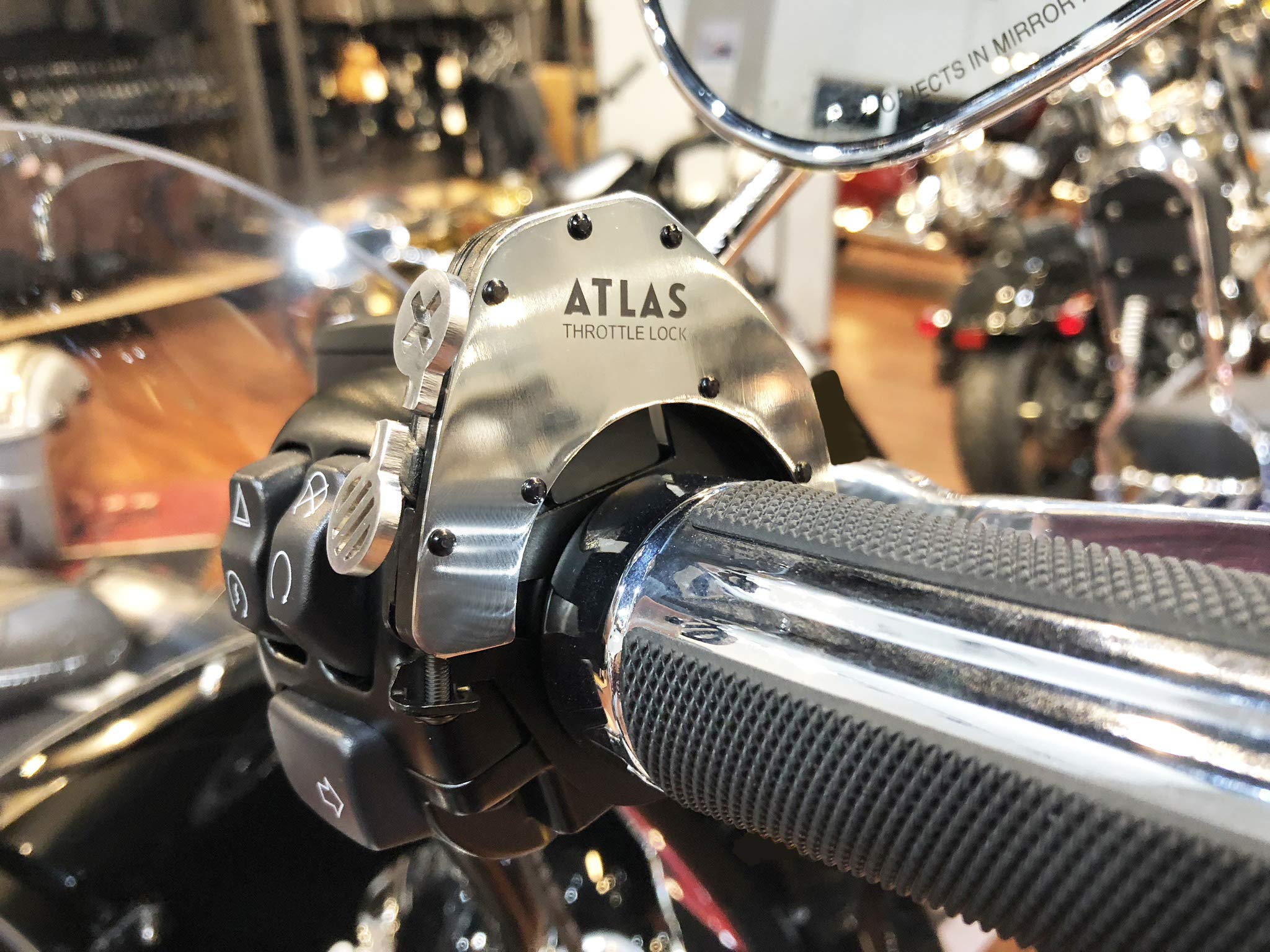 ATLAS Throttle Lock - A Motorcycle Cruise Control Throttle Assist, POLISHED (Top Kit)