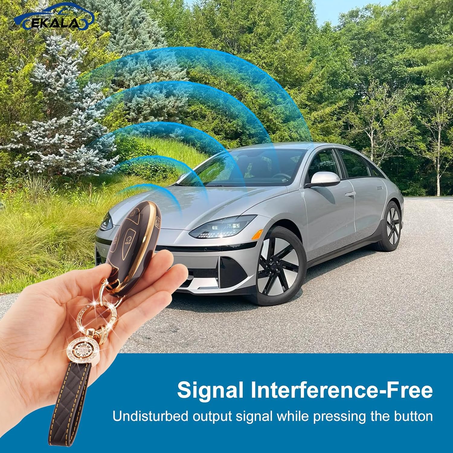 Ekala For Hyundai Ioniq 6 Key Fob Cover, 5 Buttons Key Shell Compatible With 2023 2024 Hyundai Ioniq 6 Grandeur Gn7 Kona Key Fob