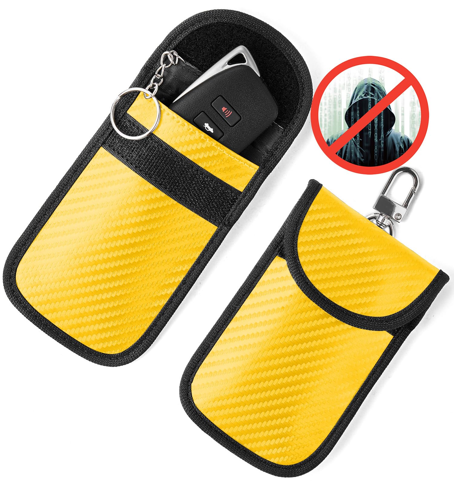 Vammcht Upgraded Faraday Bag for Key Fob (2 Pack), Premium Faraday Key Fob Protector– Car RFID Signal Blocking, Car Security Protection, Anti-Theft Pouch, Anti-Hacking Case Blocker Yellow