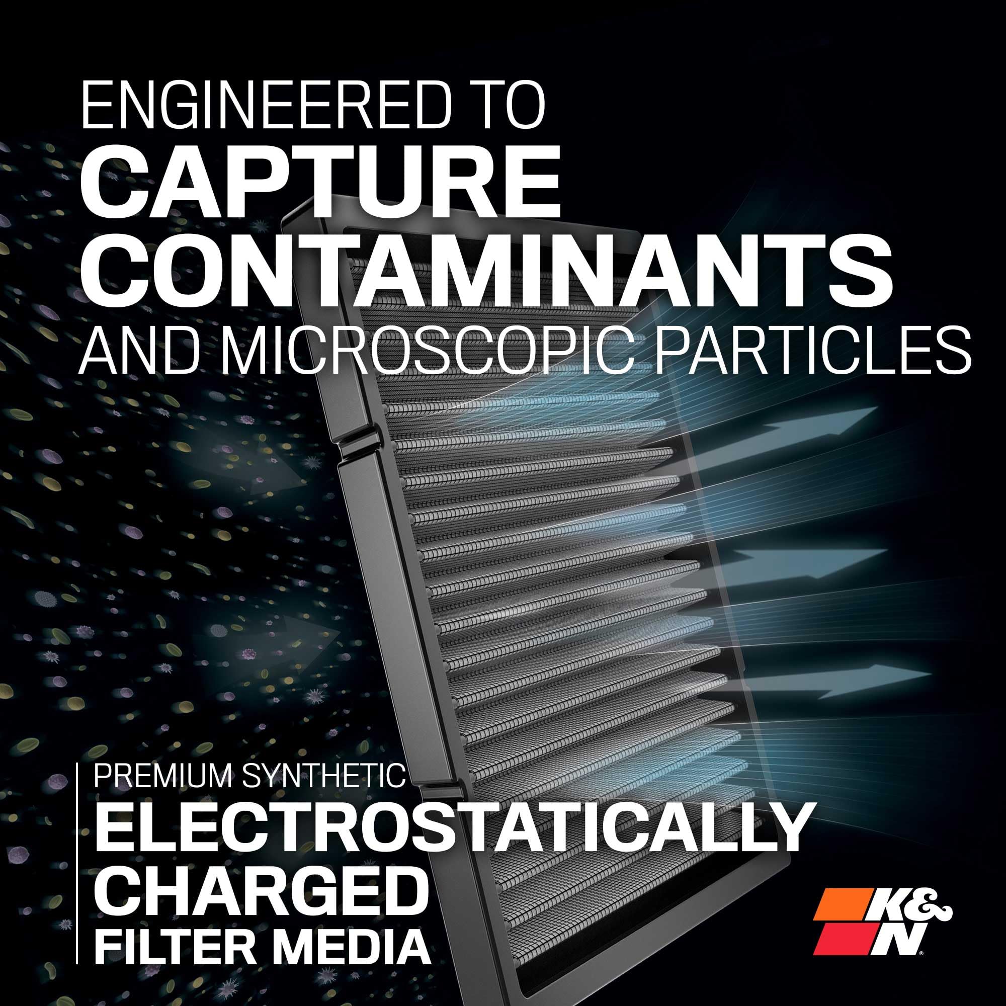 K&N Lifetime Cabin Air Filter: Premium, Washable, Clean Air For Your Cabin: Compatible With Select 2018-2021 Jeep (Wrangler Jl, Gladiator), Vf2064