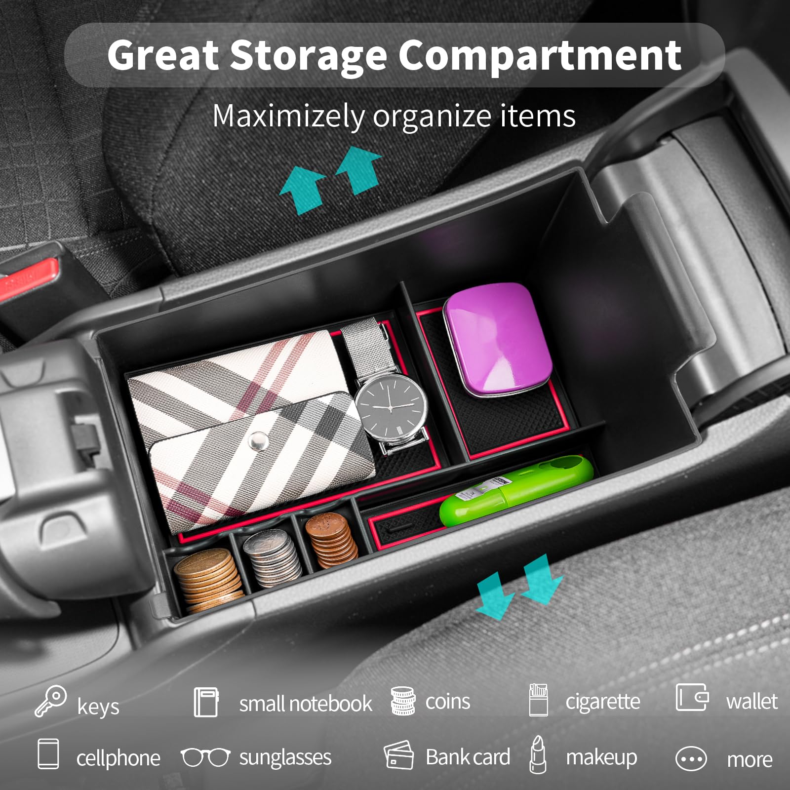 Cdefg 2023 2024 2025 Hr-V Center Console Organizer Tray For 2023 2024 2025 Honda Hrv Armrest Tray Storage Box Secondary Insert T