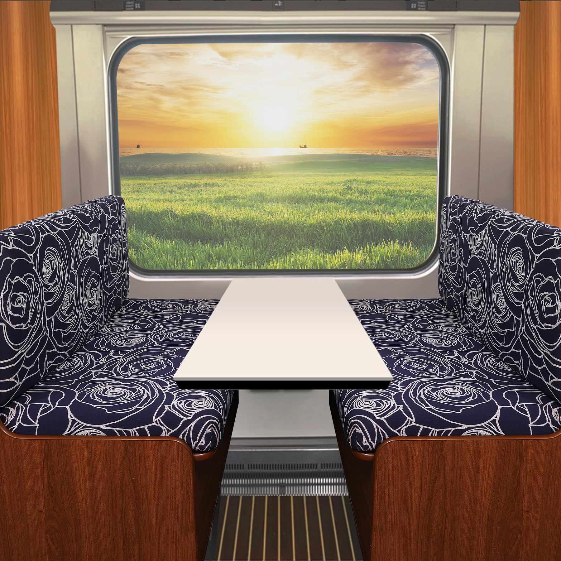 Fuangui Rv Dinette Cushion Covers - Stretch Camper Cushion Booth Seats Replacement - Washable Sofa Furniture Protector (B6, 2 Be