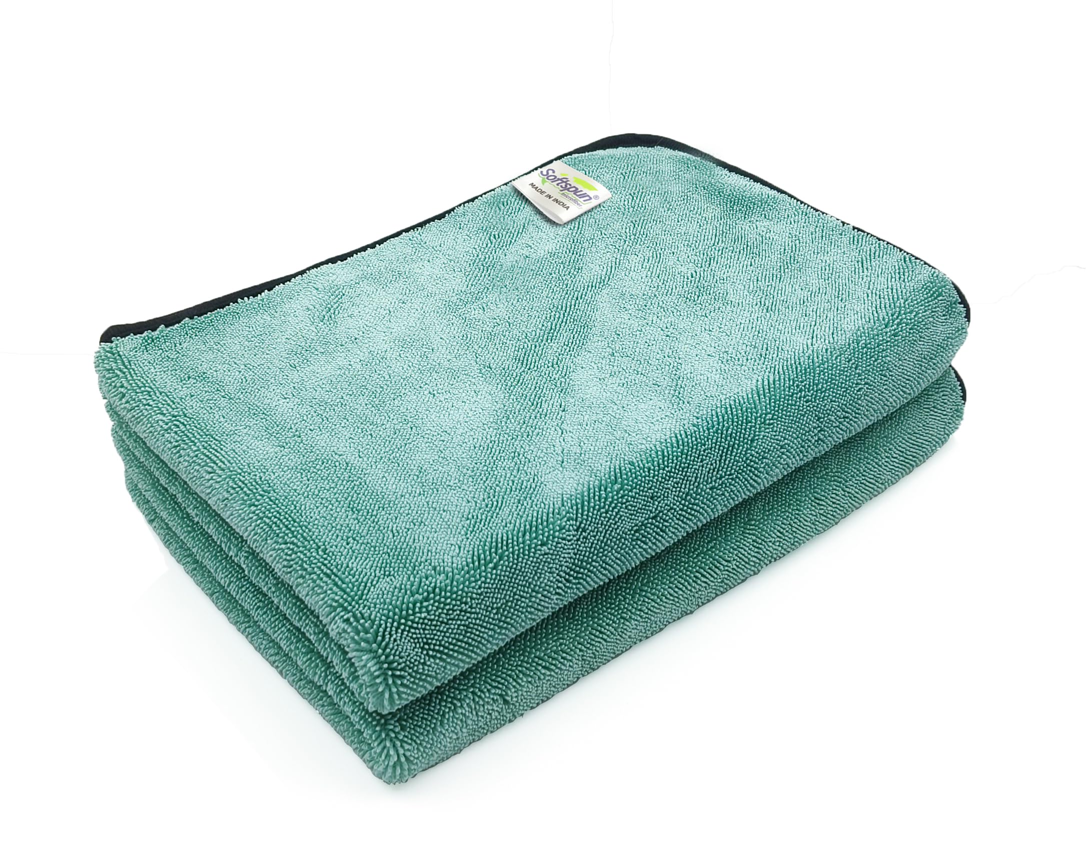 SOFTSPUN Microfiber Cloth for Car  600 GSM, 40X60cms, 1Pcs, Aqua Blue Twisted Loop Super Absorbent Towel
