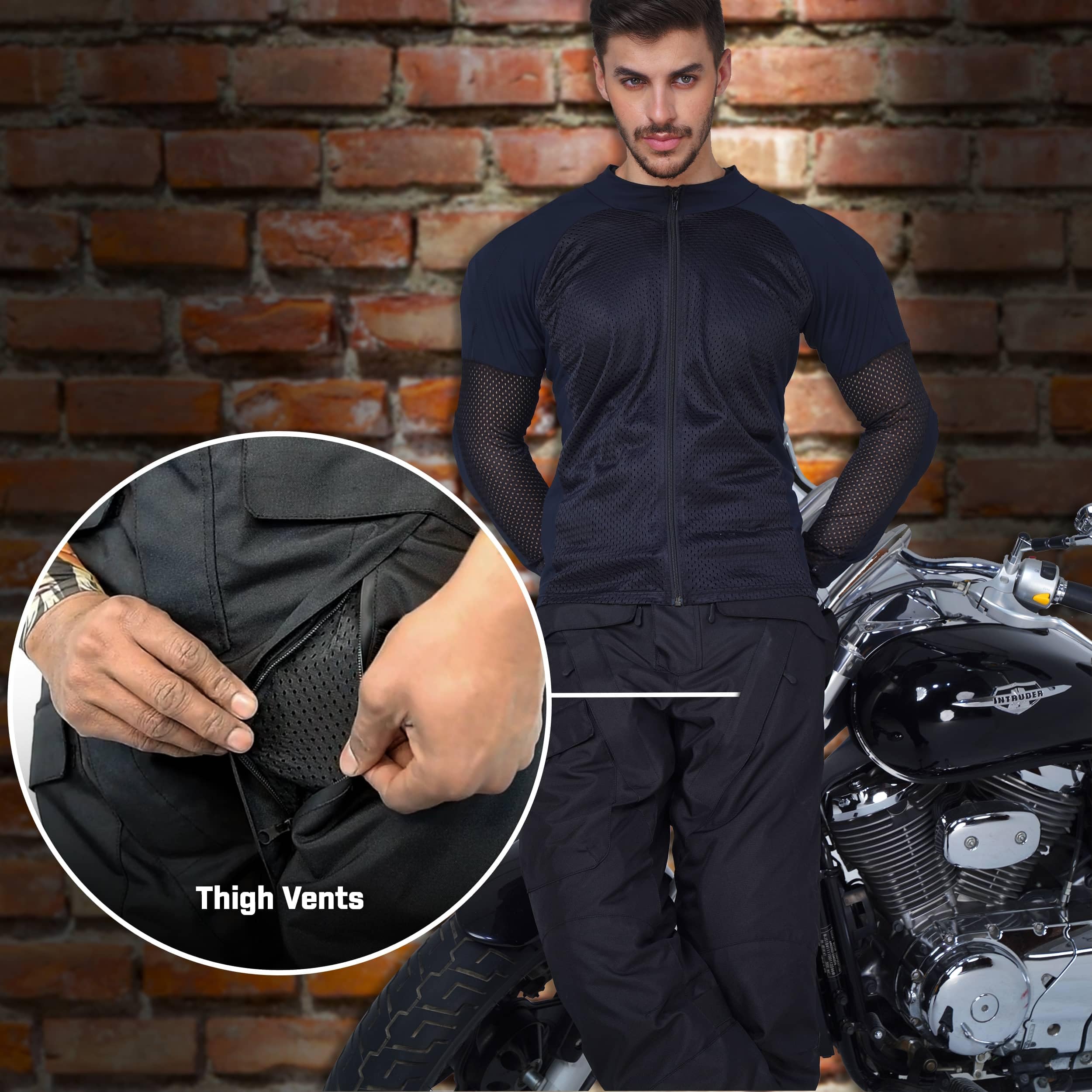 Motorcycle Pants For Men-Dual Sport Dirt Bike Gear Pants-Motorcycle Riding Pants-Waterproof Motorcycle Armor Protective Black