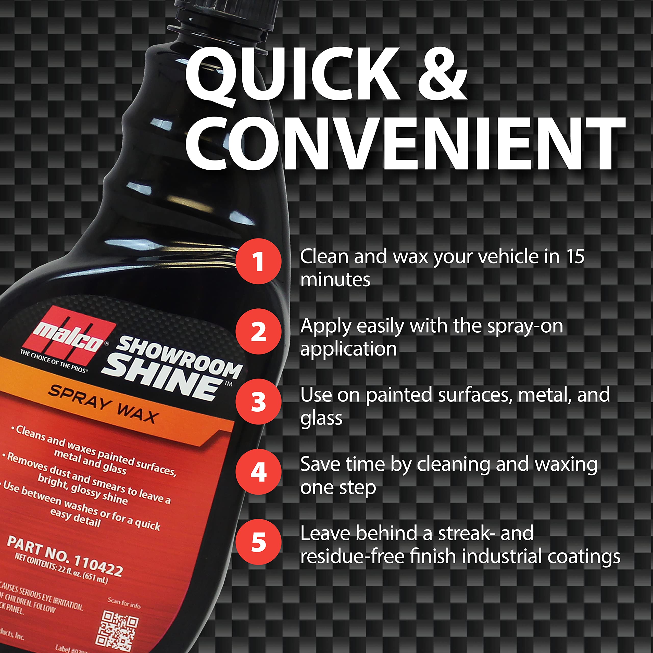 Malco Showroom Shine Spray Car Wax - Best Car Wax Spray for Professional Finish/Easy to Use Instant Detailer Spray/Cleans and Wa