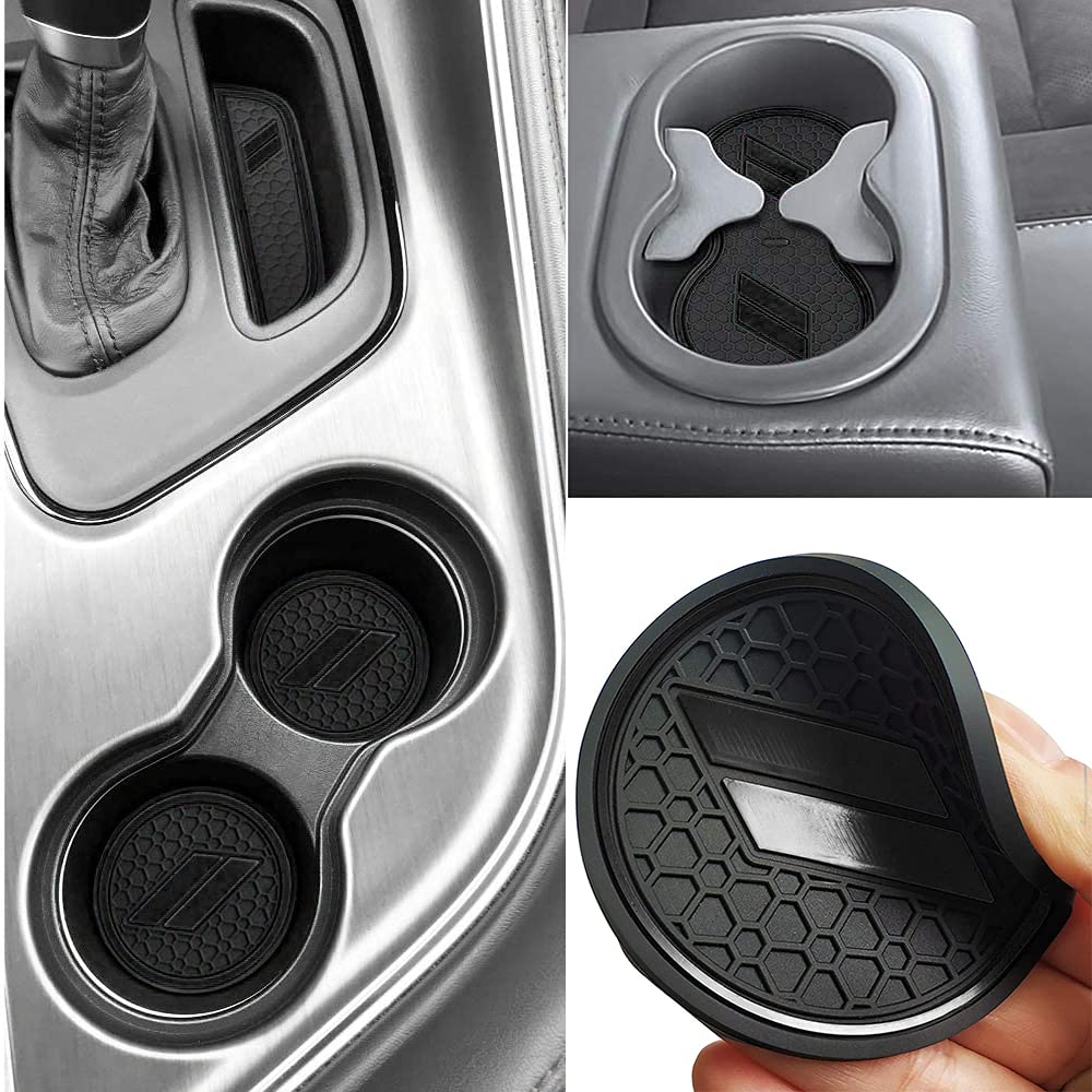 Auprite Anti-Slip Anti-Dust Mats For Challenger Accessories 2015 2016 2017 2018 2019 2020 2021 2022, Cup Holder Liners Mats Door Pocket Center Console Liners (Black/11Pcs)