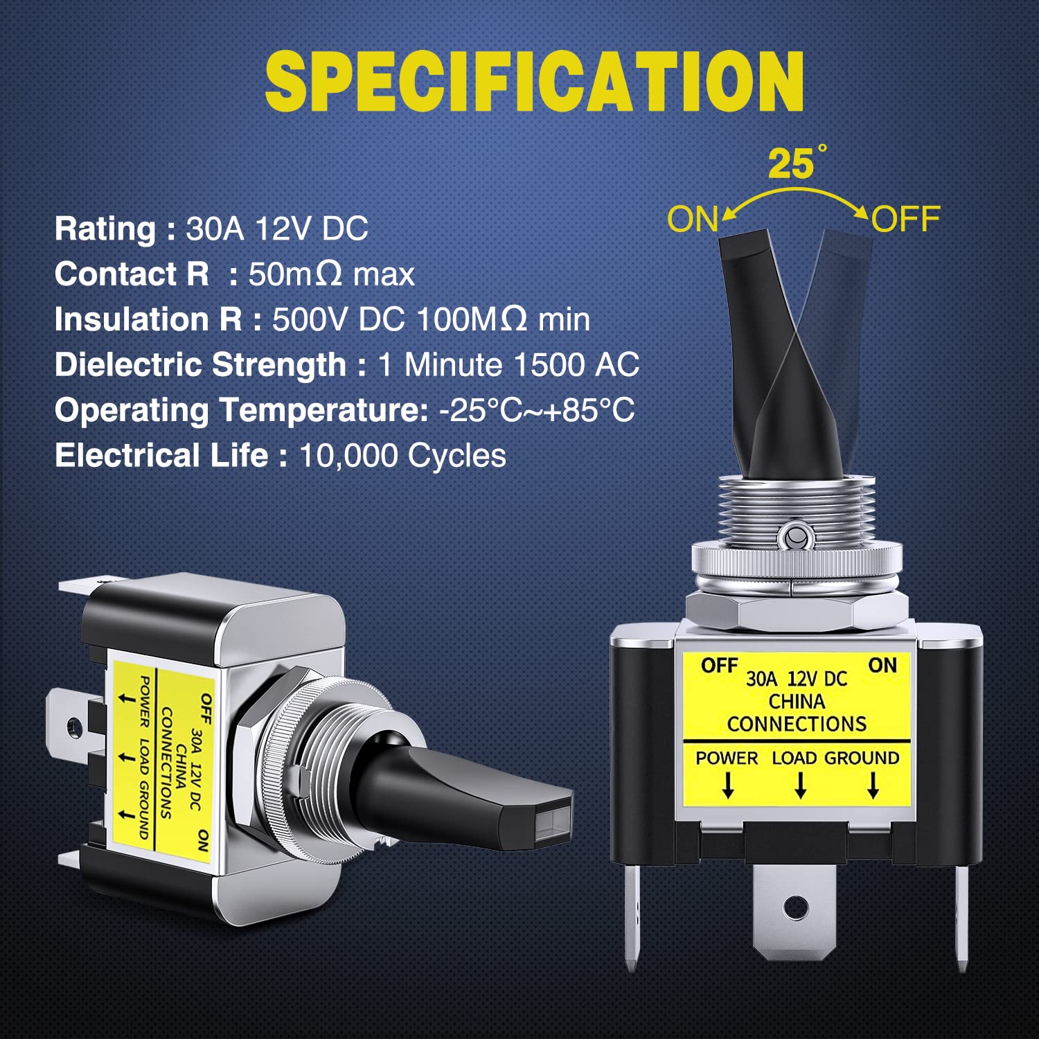 Nilight 5Pcs Led Toggle Switch On Off 12V 30A Blue Led Lighted Metal Switch Heavy Duty Spst 3 Pin Rocker Switch 12Mm Mounting Ho