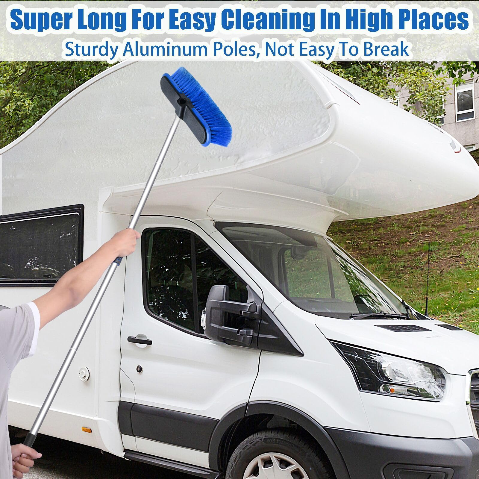 Stemni 62'' Car Wash Brush with Long Handle, Scratch-Free Soft Bristles Sturdy Car Wash Mop, Extension Pole Cleaning Brush Kit W