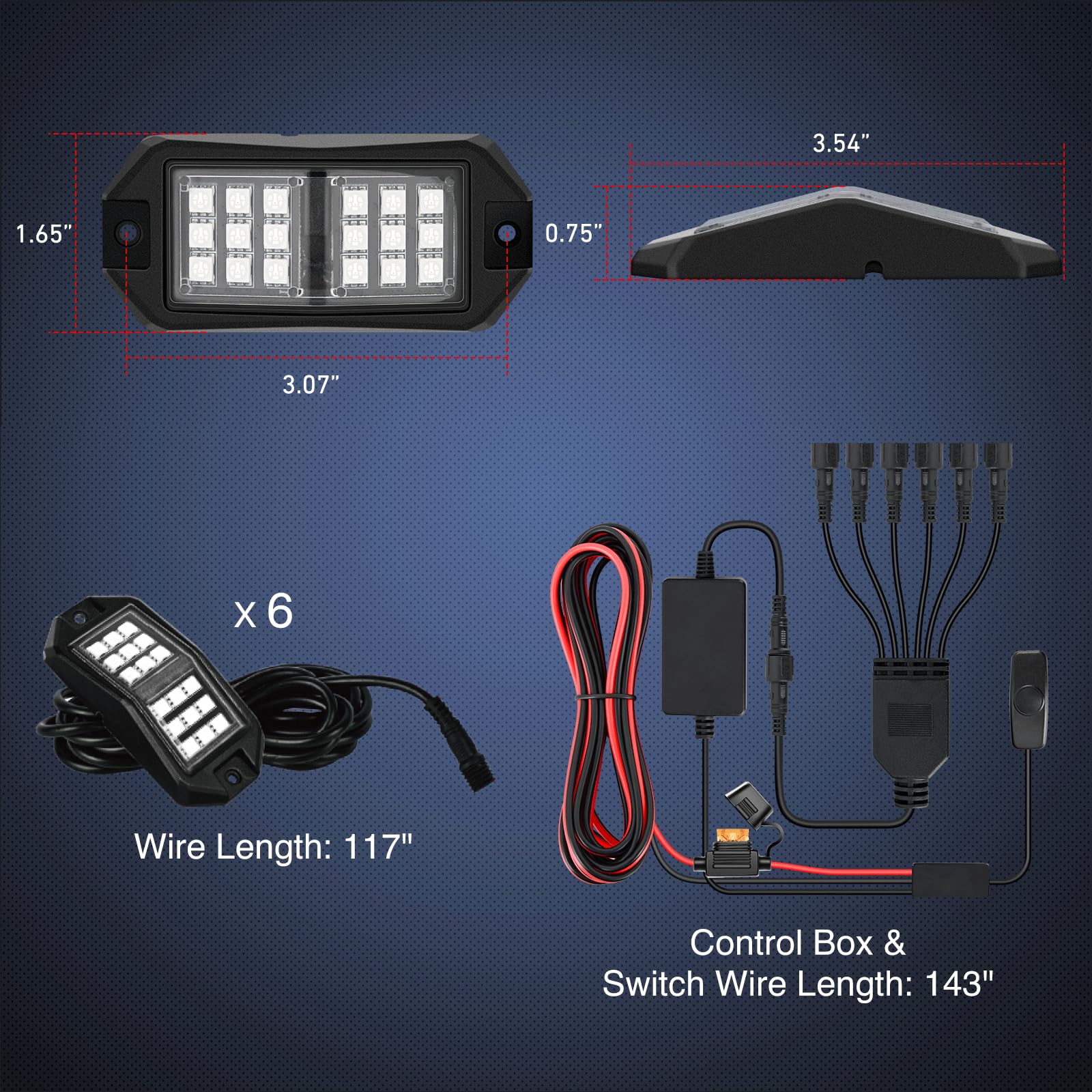 Nilight RGB LED Rock Lights Kit 6 PCS 18LED Wide Angle Wheel Well Light with Remote & Bluetooth App Dual Control Multi Modes Und