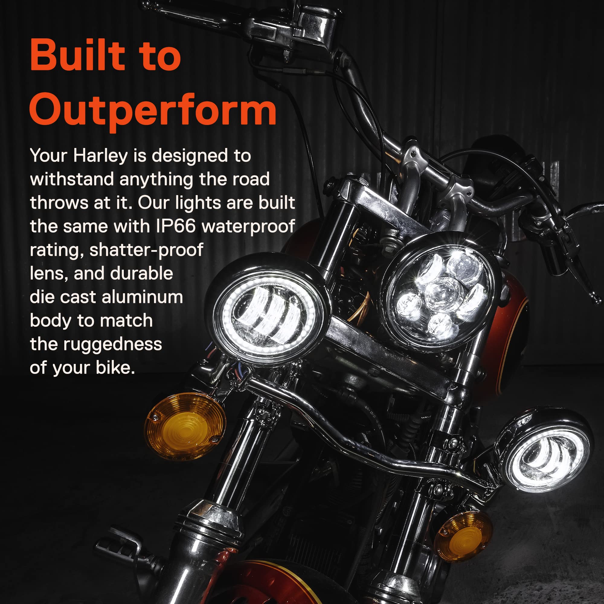 TRUE MODS 2pc 4.5'' Osram LED Harley Fog Passing Light [Halo] [Black-Finish] [6,500K] [2,880 Lumens] Motorcycle Passing Fog Lamp