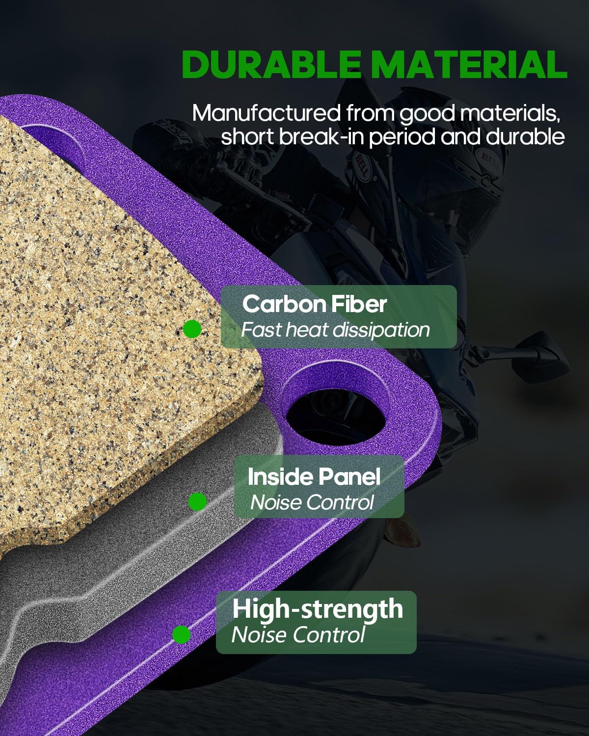 SCITOO Carbon Fiber Brake Pads Fit for 00-10 for Yamaha Grizzly 400, for Yamaha Grizzly 450, for Yamaha Kodiak 400, for Yamaha K