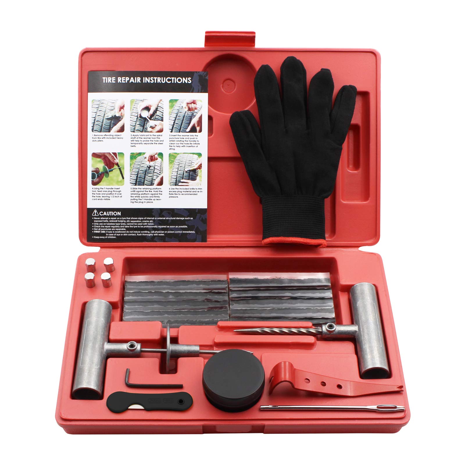 Handfly Tire Repair Kit, 34Pcs Heavy Duty Tire Plug Kit, Universal Tire Repair Tool Kit To Fix Punctures And Plug Flats Tire Patch Kit For Car, Motorcycle, Truck, Tractor, Trailer, Arb, Atv, Rv, Suv