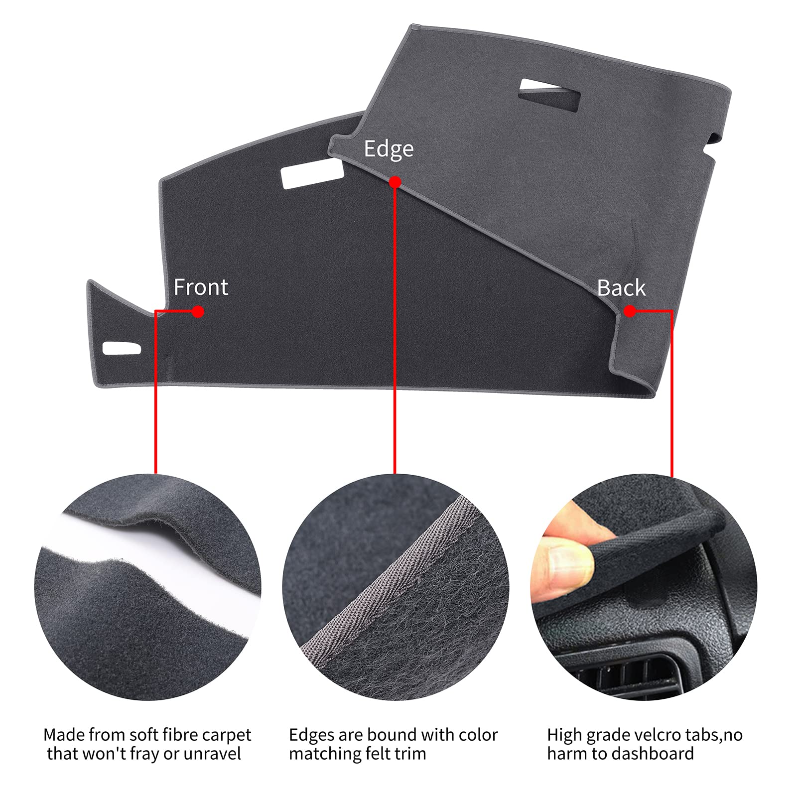 Hanlanka Dashboard Cover Dash Cover Mat Pad Custom Fit For Dodge Ram 1500 2500 3500 1994 1995 1996 1997 (Ram 94-97, Gray)