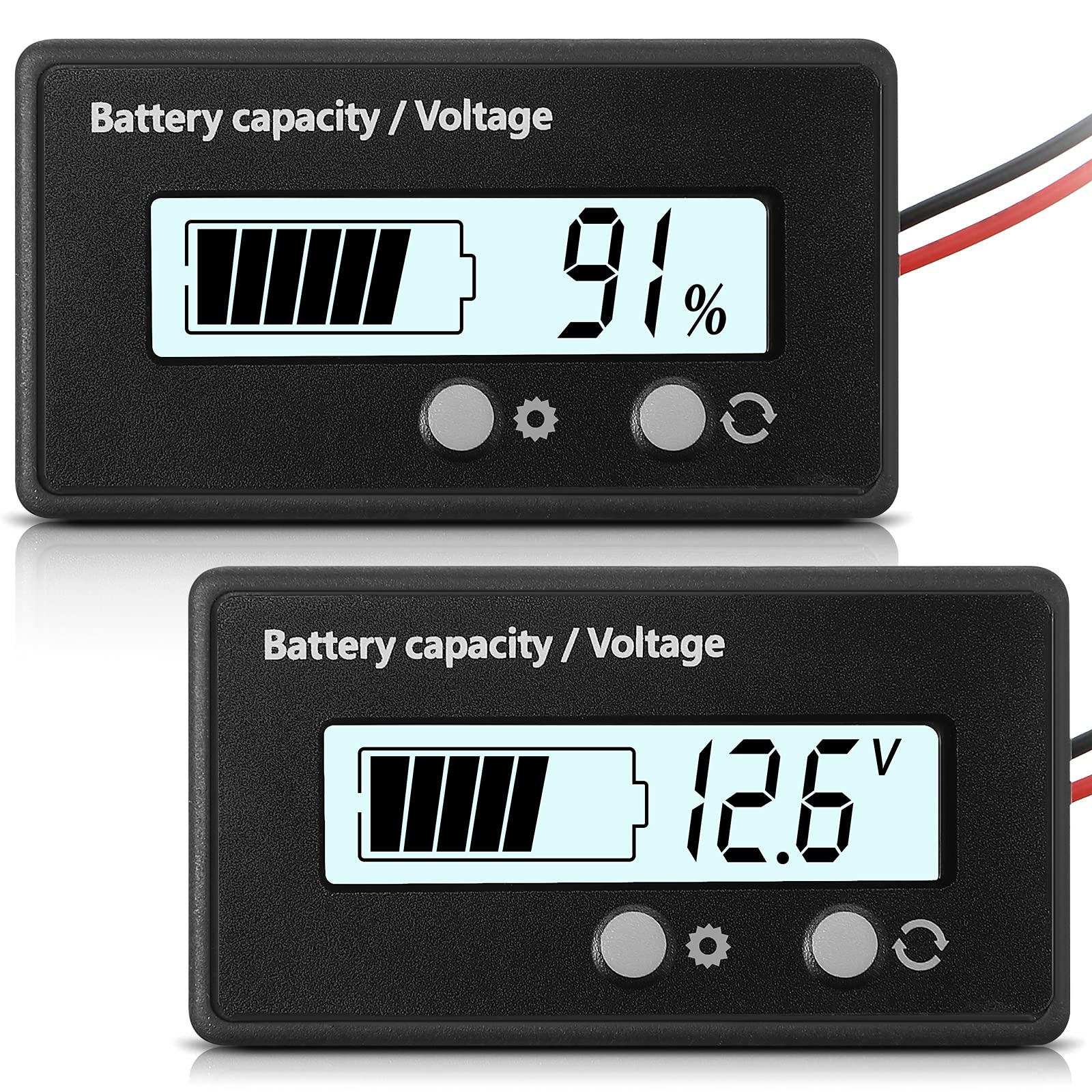 DC 12V 24V 36V 48V 60V 72V 84V Golf Cart Battery Meter with Alarm, Front Setting and Switch Key Battery Capacity Voltage Indicat