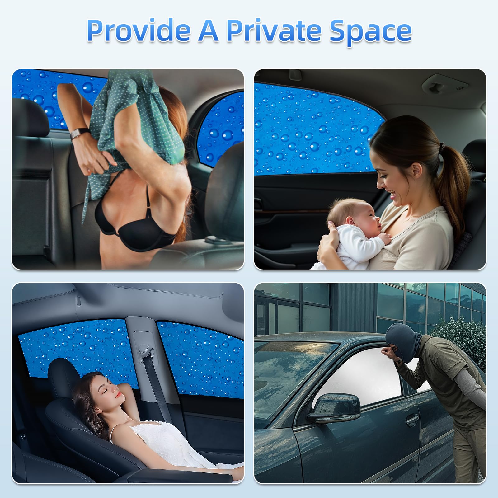 Aokway Side Window Sunshade Sun Shade For Car Window Double Thickness Auto Windshield Sunshades Curtain Universal Fit For Driver