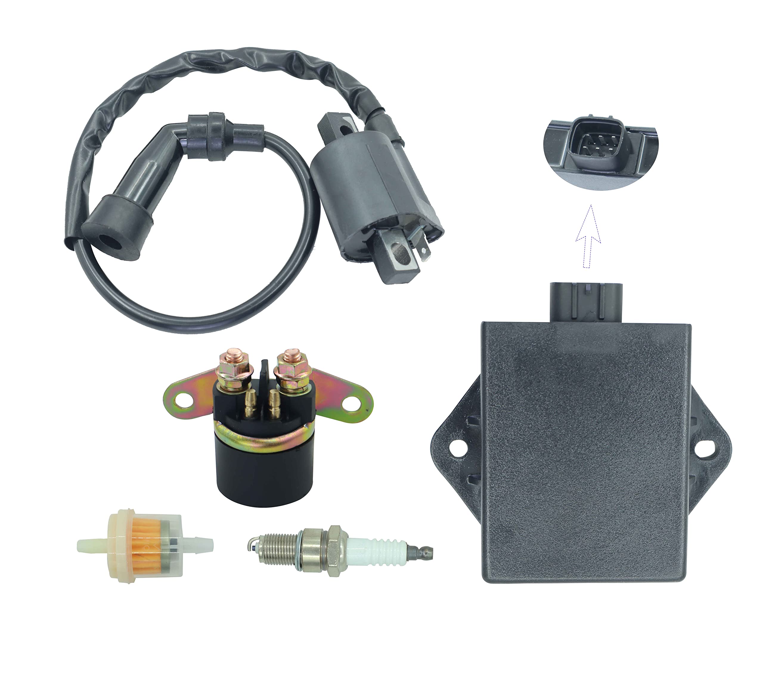 CDI Box Ignition Coil Fit for Arctic Cat 300 2X4 4X4 1998-2005, for Arctic Cat 250 2X4 4X4 1999-2005 with Ignition coil,spark pl