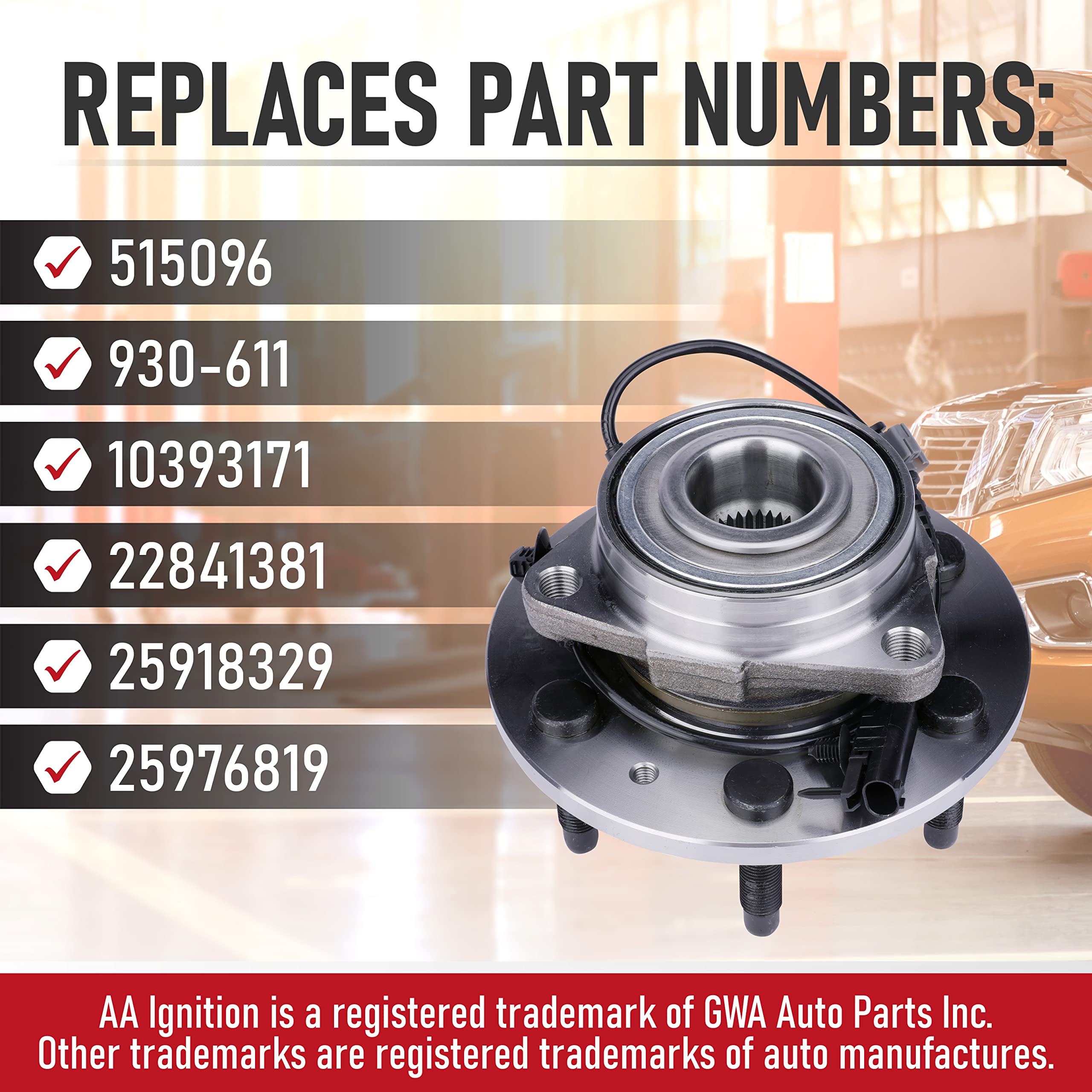 Front Wheel Bearing - Compatible With Chevy, Cadillac And Gmc 4Wd - Escalade, Avalanche, Silverado 1500, Suburban, Tahoe, Sierra