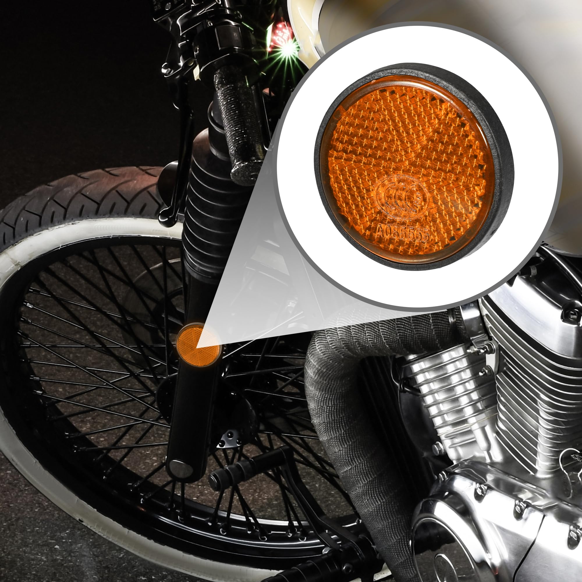 Partuto 6pcs 1.73''x0.31'' Universal Reflector - Round Motorcycle Bike Safety Reflector Increase Visibility and Safety on The Ro