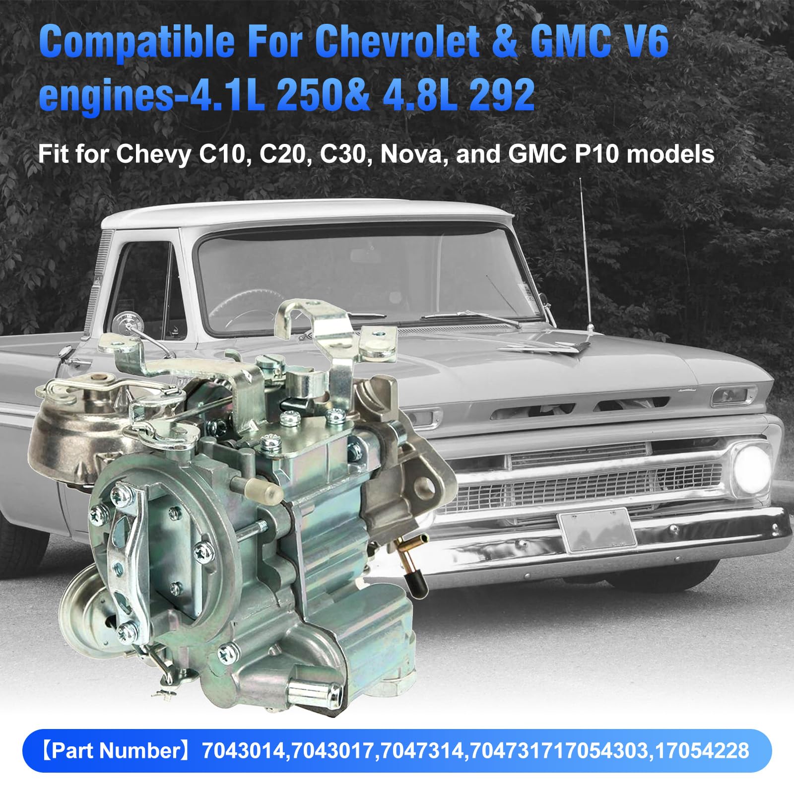 P Partol Holley Carburetor For Ford 1957 1960 1962 144 170 200 223 Inline 6-Cyl 4-Cyl Engine 1 Barrel Replace 1904 Holley Carb -