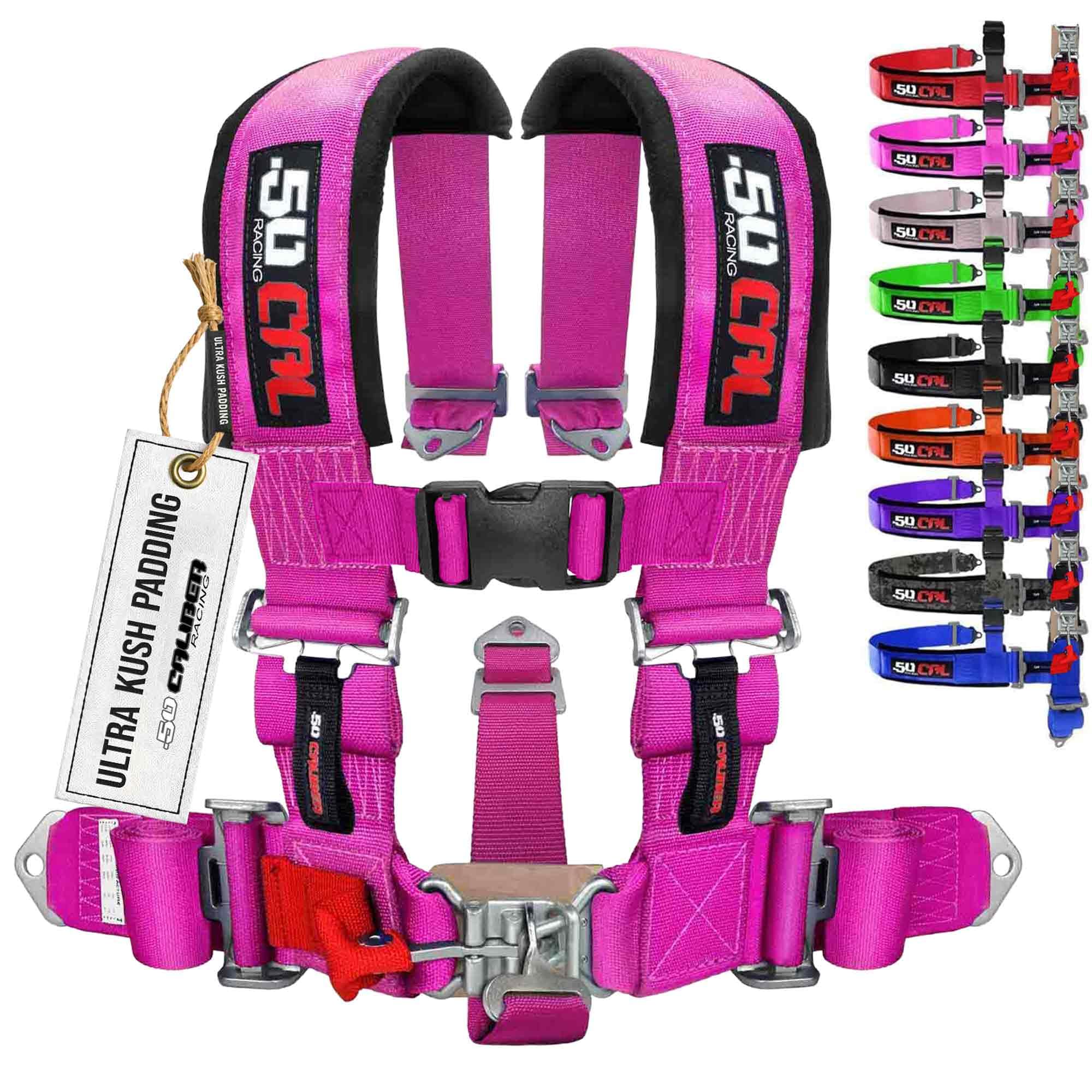 1pc Pink 5 Point Harness for Bucket Seat, Latch Release, 9 Color Options, Racing Harness 5 point, Race Car, UTV, RZR [6009A2]