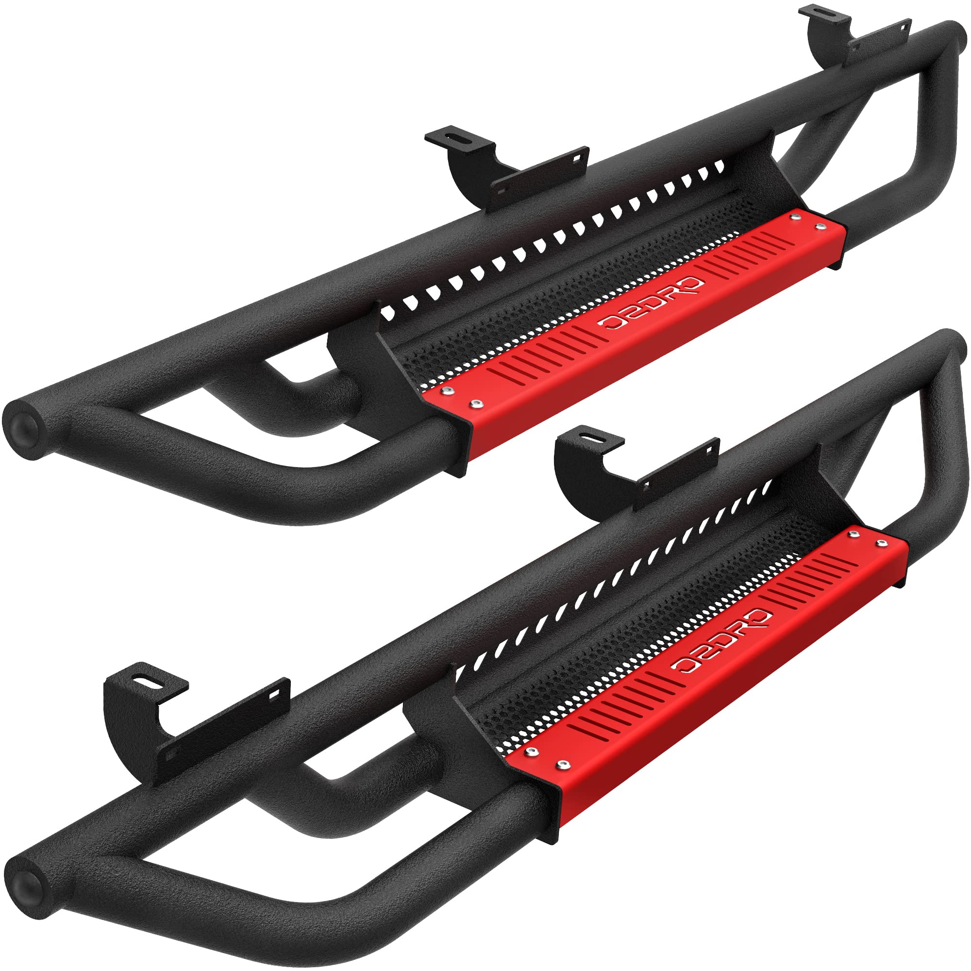 Oedro 6 Inch Running Boards, Drop Side Steps Compatible With 2007-2018 Jeep Wrangler Jk 2 Door, Steel Nerf Bars Red Paintable St