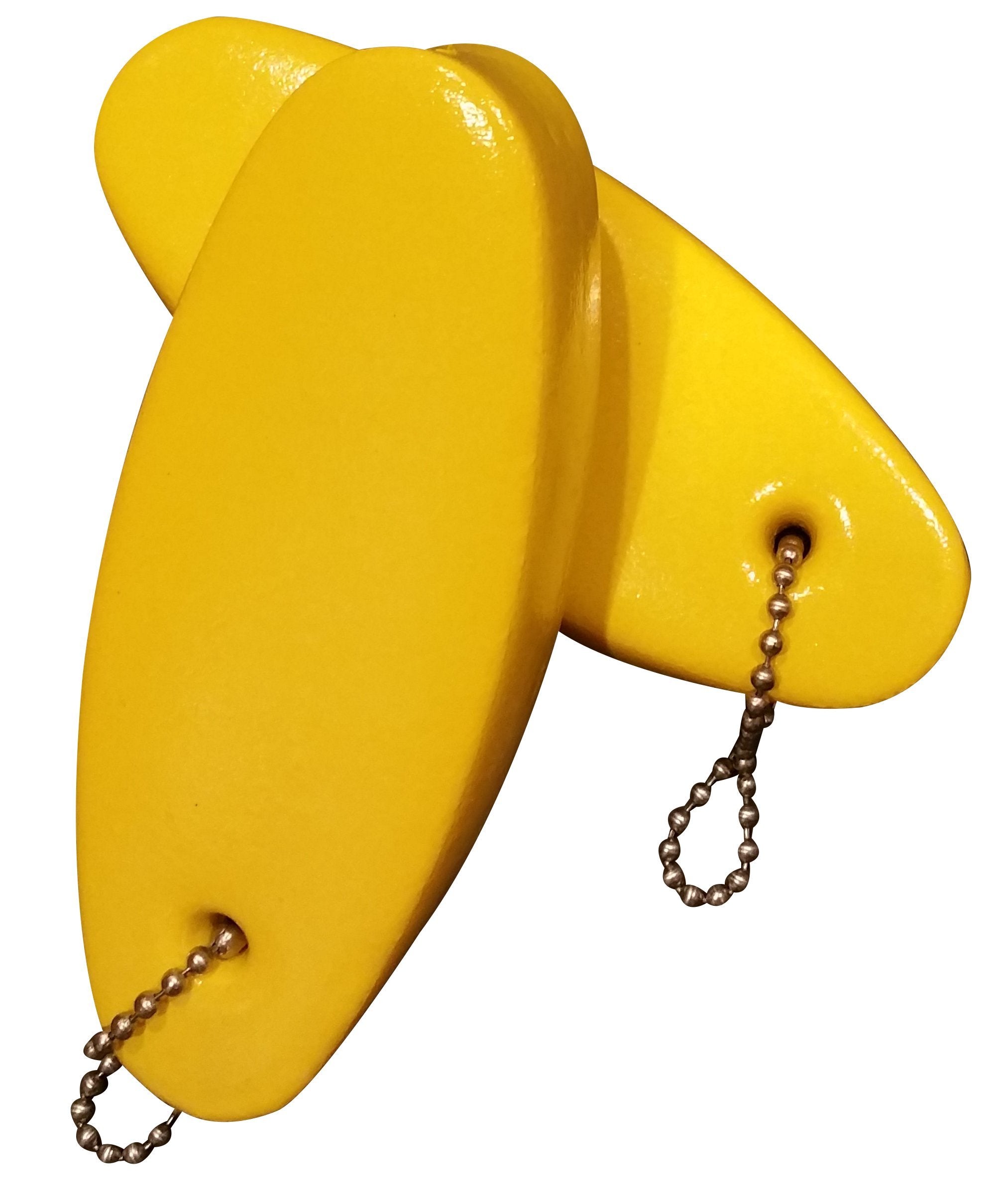 2 Pack Jumbo Vinyl Coated Yellow Floating Keychain Key Floats -Made In The Usa- (Yellow)