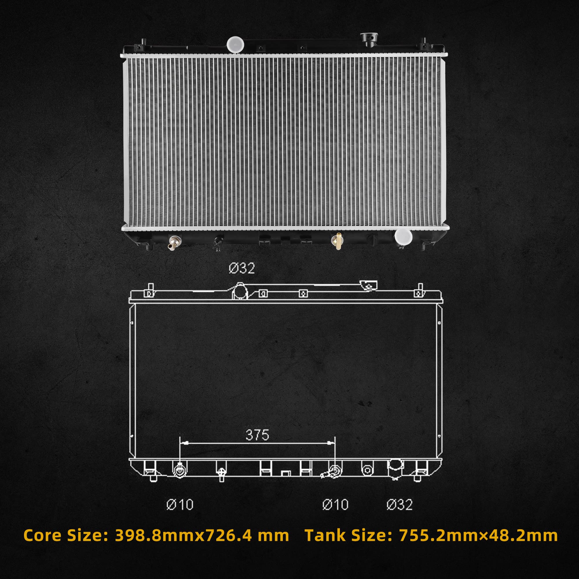 Dwvo Radiator Compatible With 1997-2001 Camry 2.2L L4, Compatible With 1999-2001 Solara 2.2L L4 4Cyl Dwrd1017