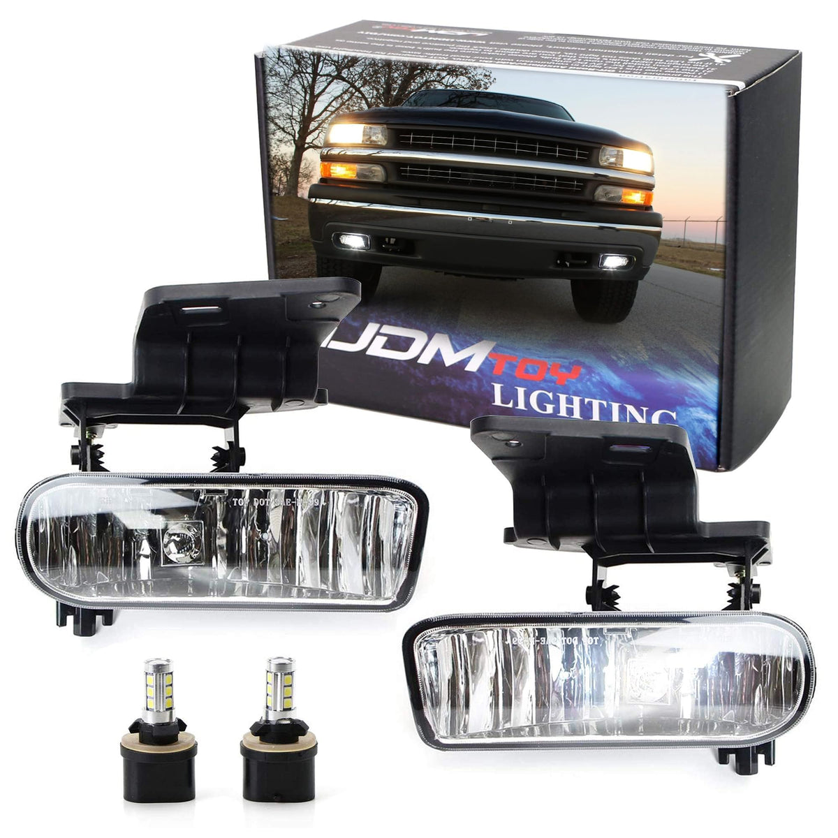 Ijdmtoy Clear Lens Xenon White Led Fog Lights Foglamp Kit W/Mounting Brackets Co WBCARB07HJVMJX6