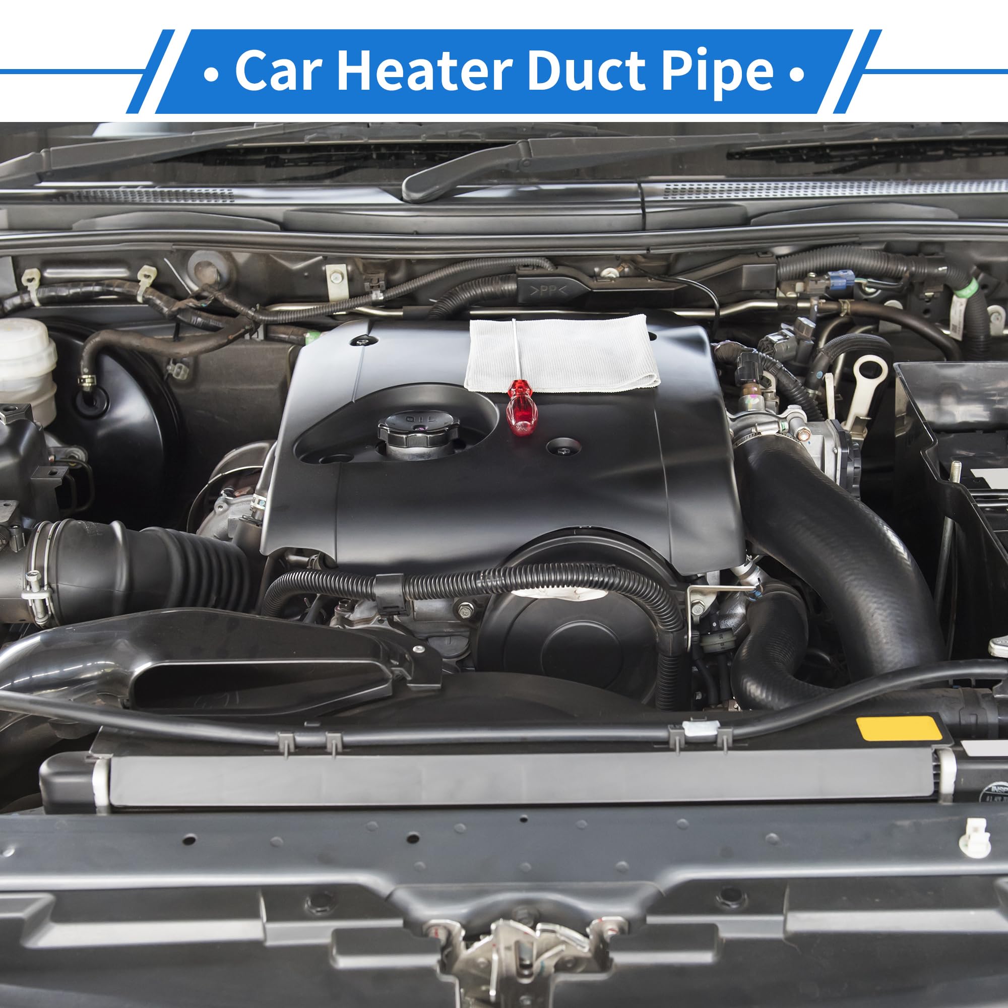 VekAuto 1 Pc Car Heater Duct Pipe 25mm ID 200cm Max l Warm Air Ducting Hose Car Truck RV Bus Van Boat Aluminum Foil Black