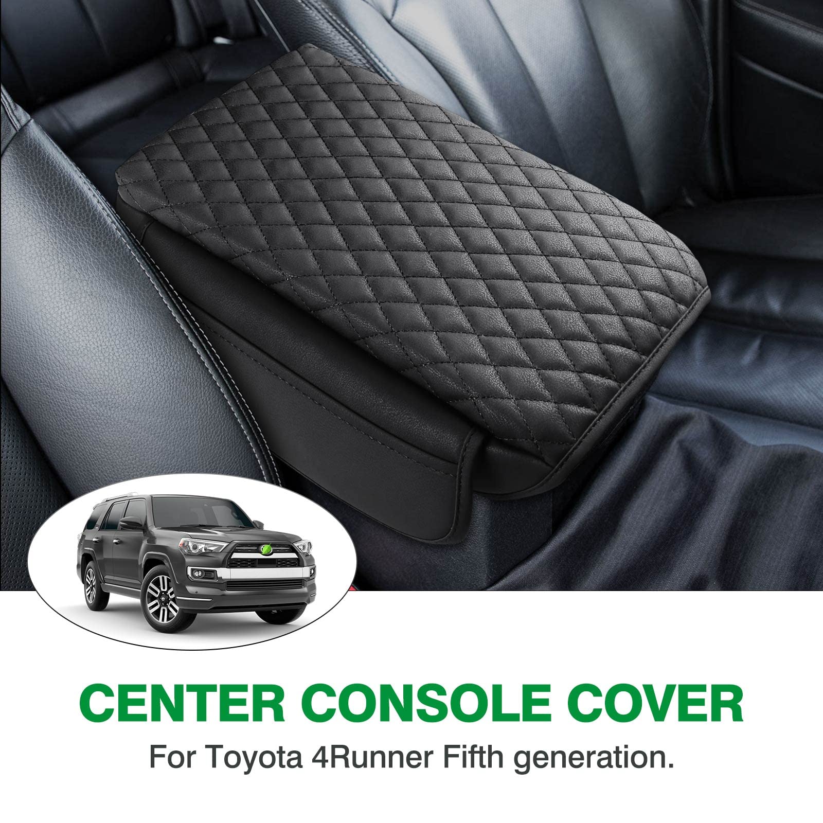 Shademax Toyota 4Runner Center Console Cover, Armrest Cover For Toyota 4Runner Accessories 2010-2023 2024, Center Console Pad Pu Leather Armrest Seat Box Cover Protector With Pockets Storage Bag