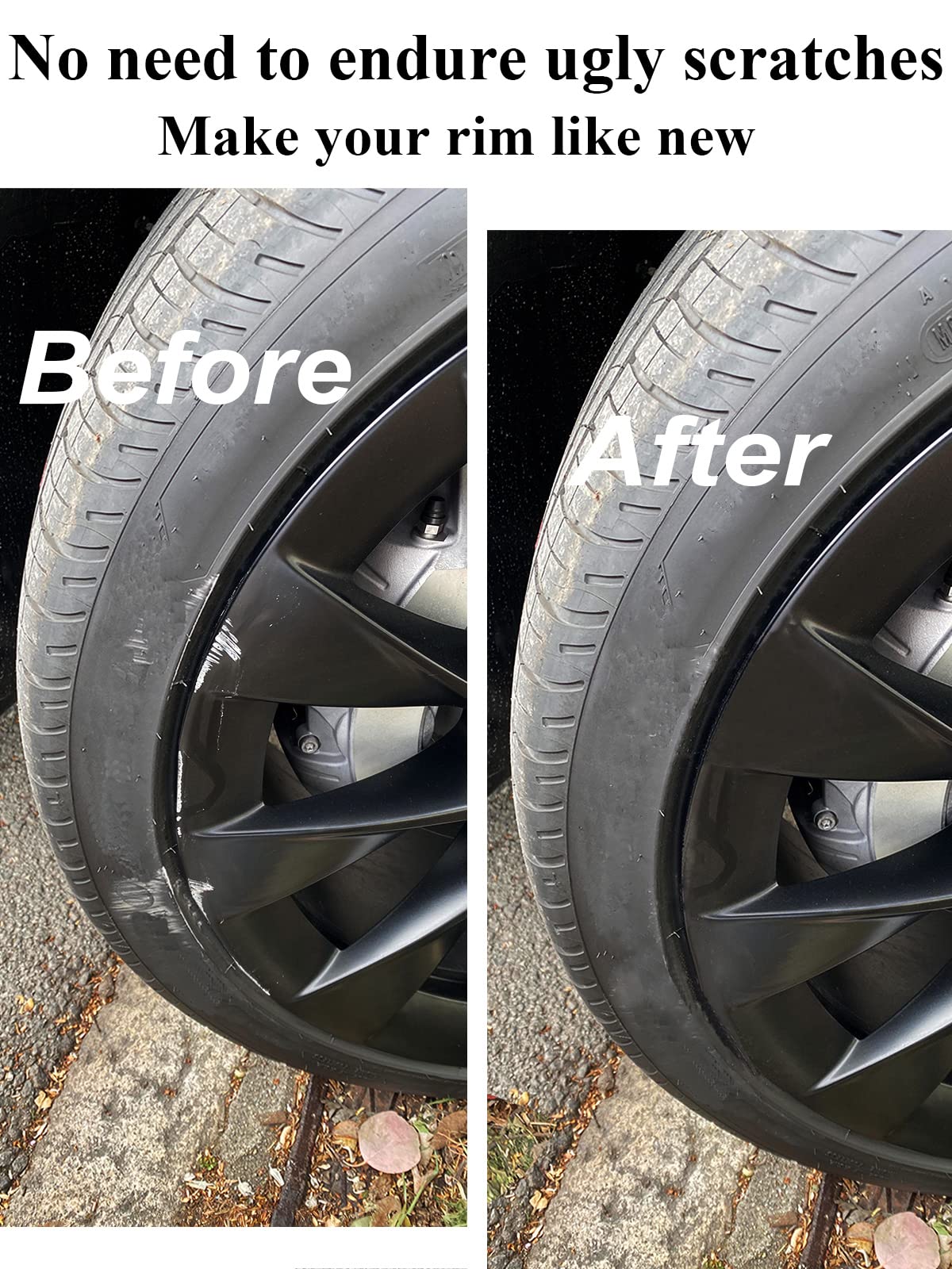 Syoauto Black Rim Touch Up Paint Rim Scratch Repair Pen Wheel Touch Up Paint Car Rim Paint Pen Universal Color Satin Matte Black