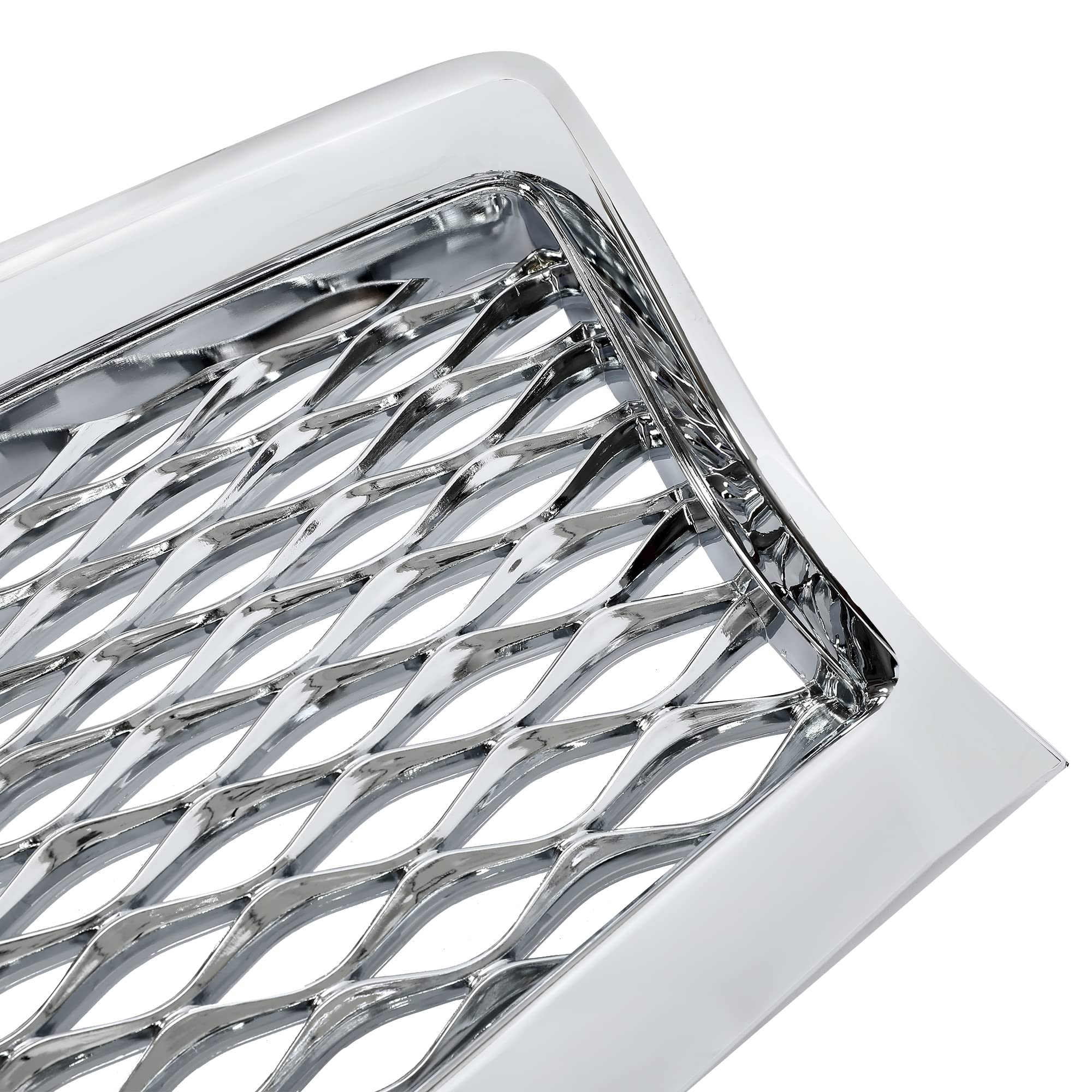 Kuafu Front Bumper Grille Compatible With 2014-2017 Infiniti Q50 All Models Center Grill Hood Mesh Conversion Kit Chrome