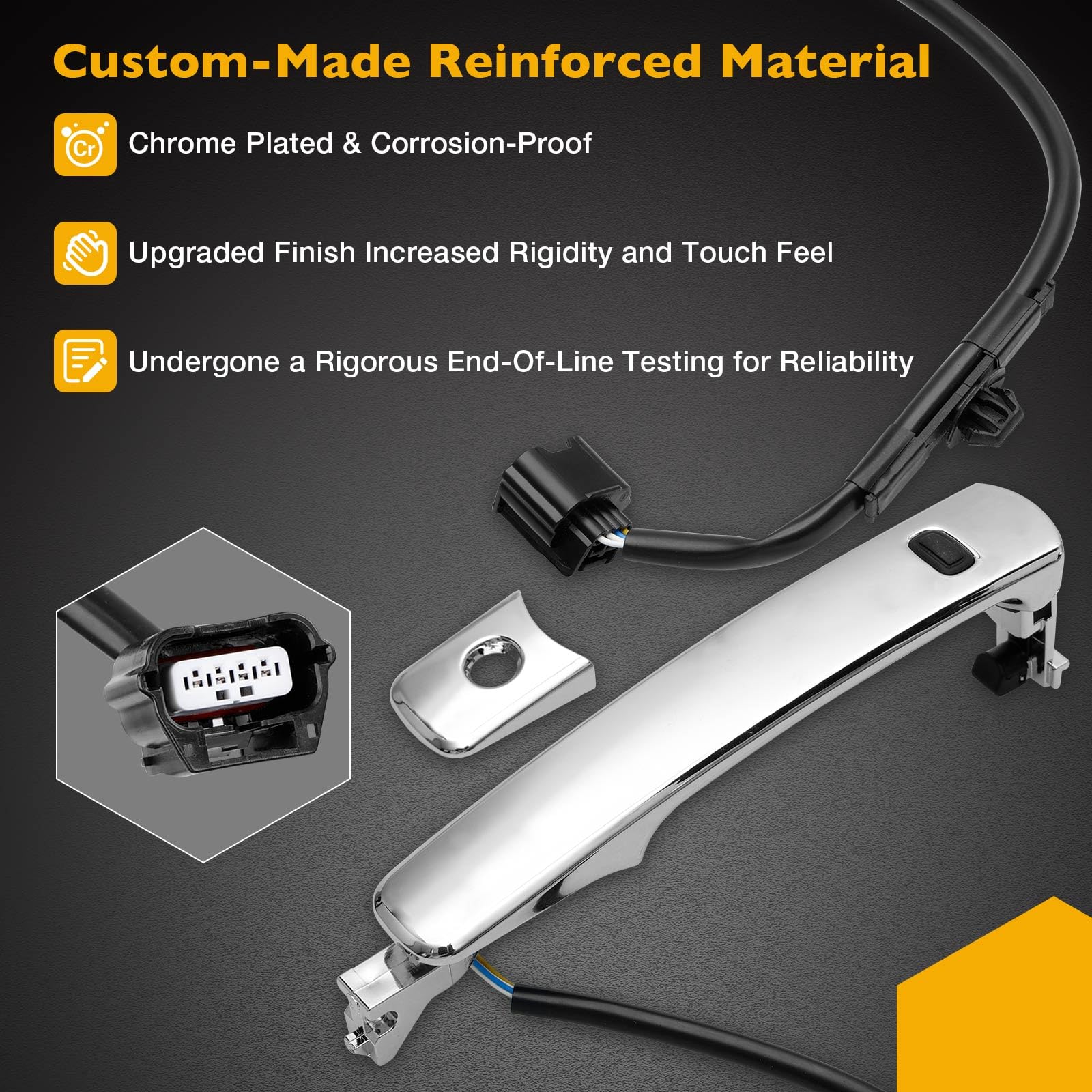 Exterior Chrome Door Handle Front Left Driver Side With Keyhole | Smart Entry Keyless | For 2010-2013 Nissan Rogue | Replaces# 8