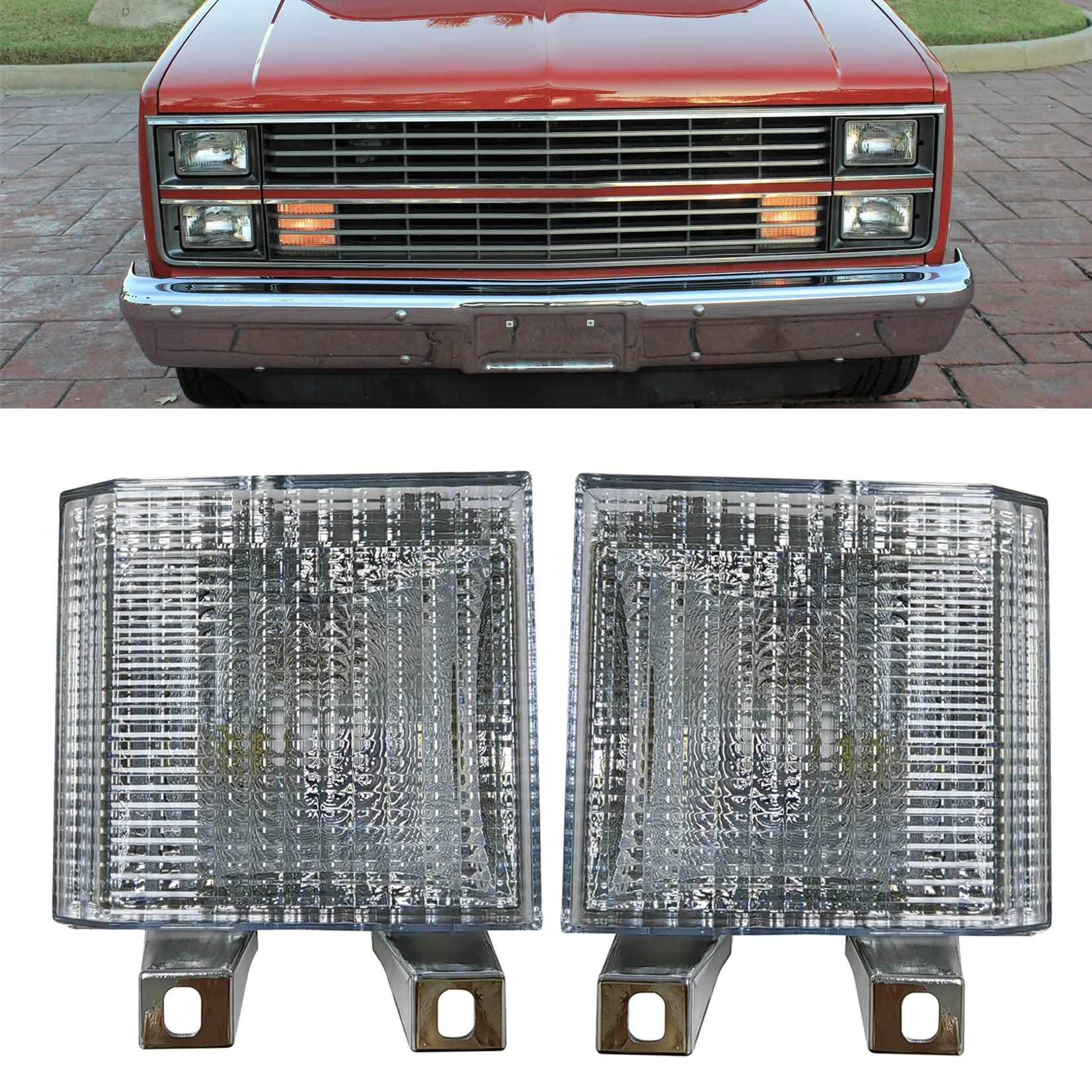 Kyyet Pair Clear Lens Park/Signal Lights Compatible With 1983-1988 Chevy Blazer Gmc Pickup Truck Driver And Passenger Side W/Qua