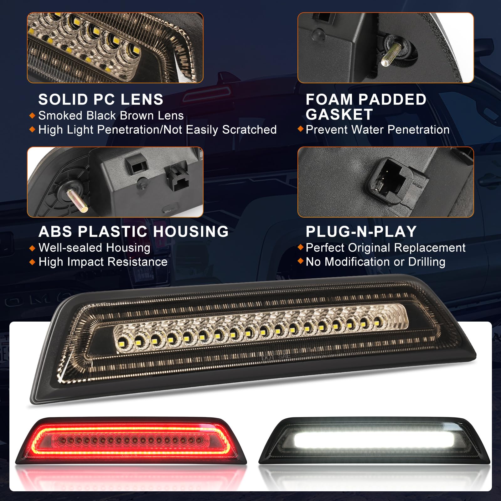 Led 3Rd Brake Light Fit For 2016 2017 2018 2019 2022 2021 2022 2023 Tacoma Limited Sr Sr5 Trd Off-Road Pro Sport, Third Brake Li