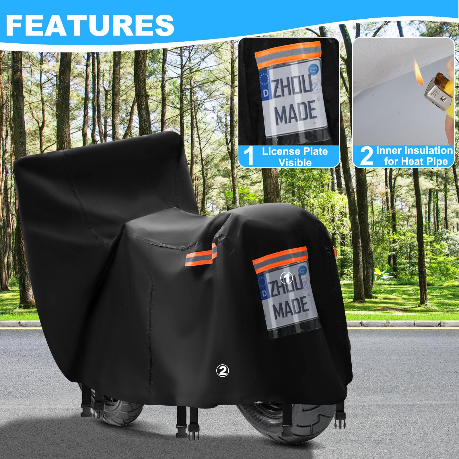 Mini Motorcycle Cover For Honda Grom Msx125,420D Oxford Heavy Duty Waterproof Outdoor Storage,Small Motorcycle Covers All Weathe