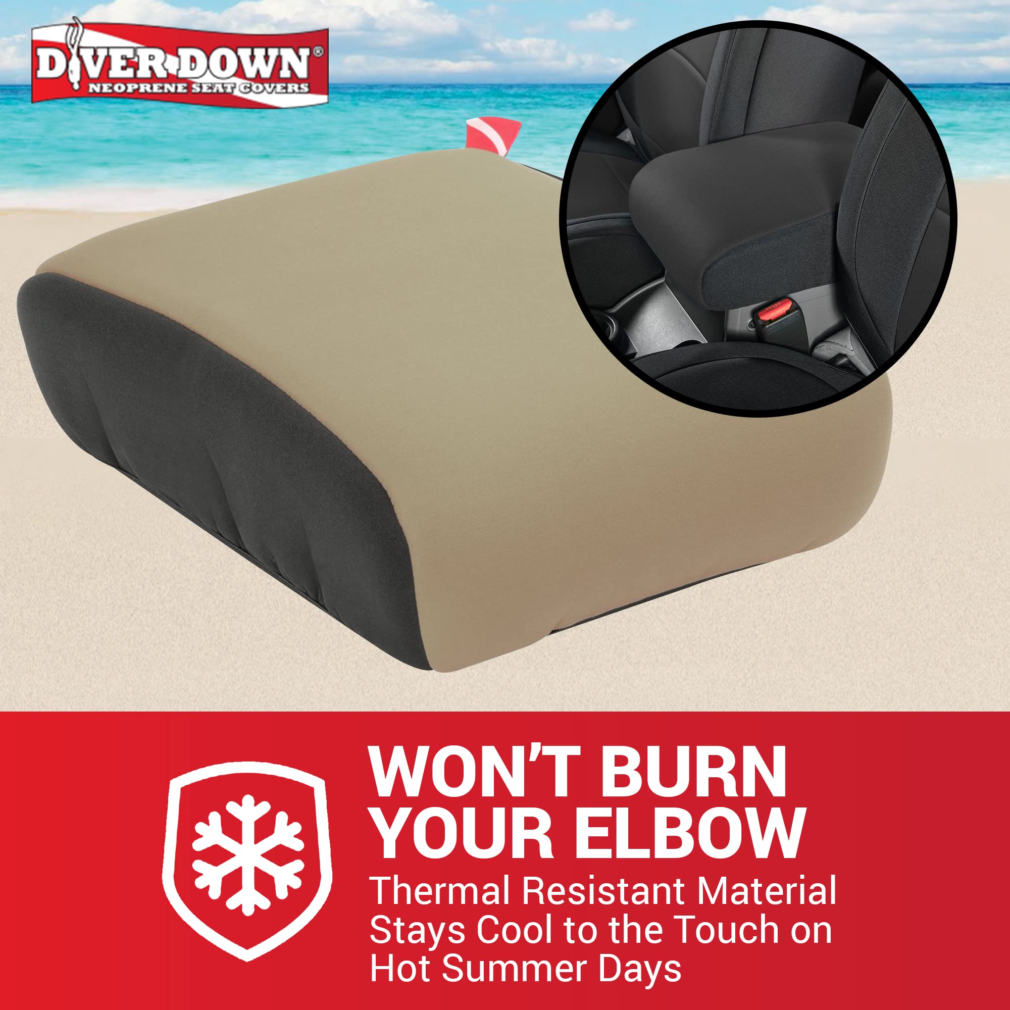 Diver Down Neoprene Center Console Cover - Fits Jeep 2007-2018 Jk Jku Wrangler - Cushioned Armrest Cover - Doesn'T Burn Your Elb