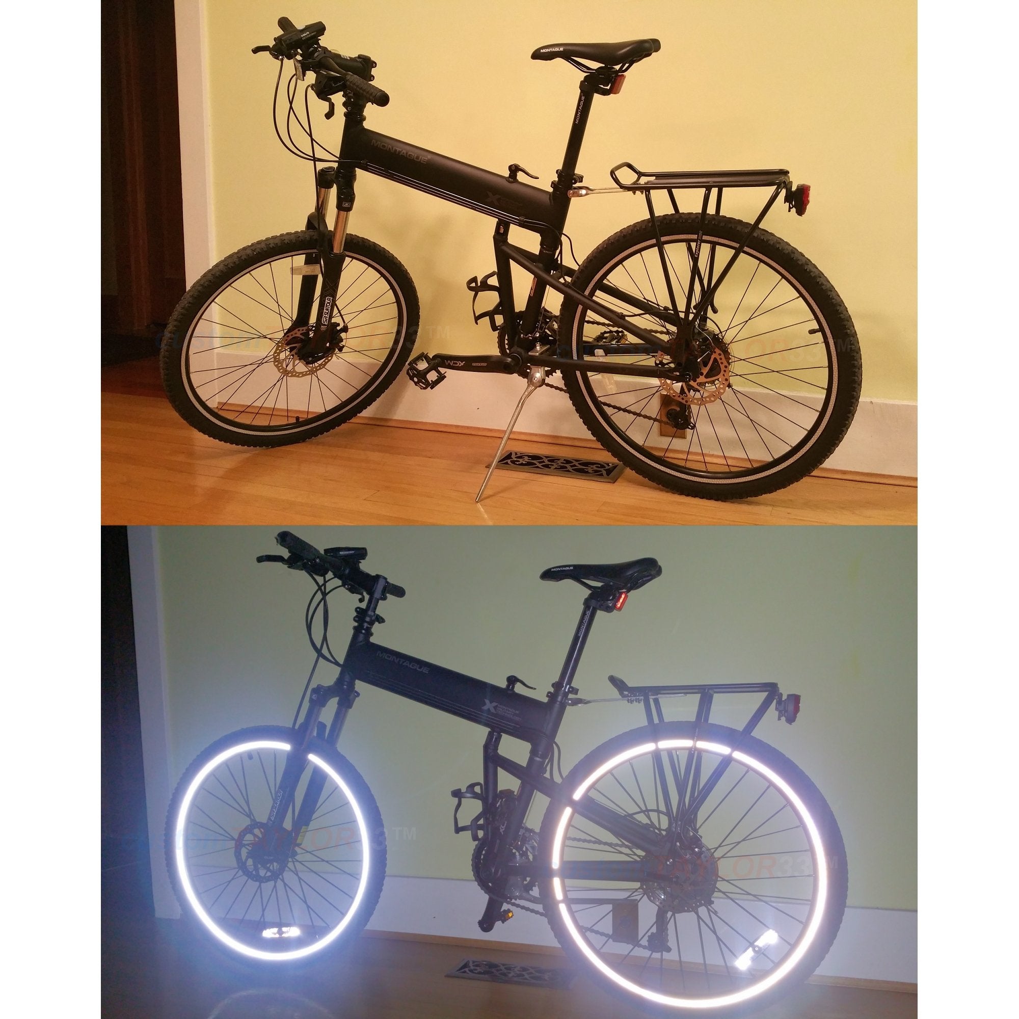 Customtaylor33 (All Vehicles White/Silver/Chrome High Intensity Grade Reflective Copyrighted Safety Rim Tapes (Must Select Your Rim Size), 17' (Rim Size For Most Sportsbikes)