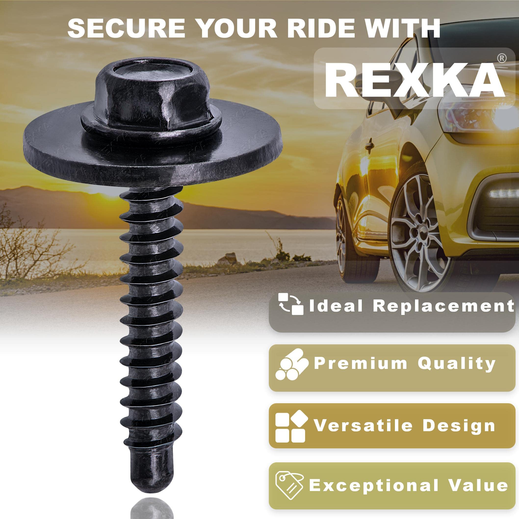 Rexka 10Pcs M4.2X1.41X25 Multi-Purpose Bolt For Gm Chevy 11547421 -Wheelhouse Liner Bumper Cover Floor Pan Splash Shield Air Def