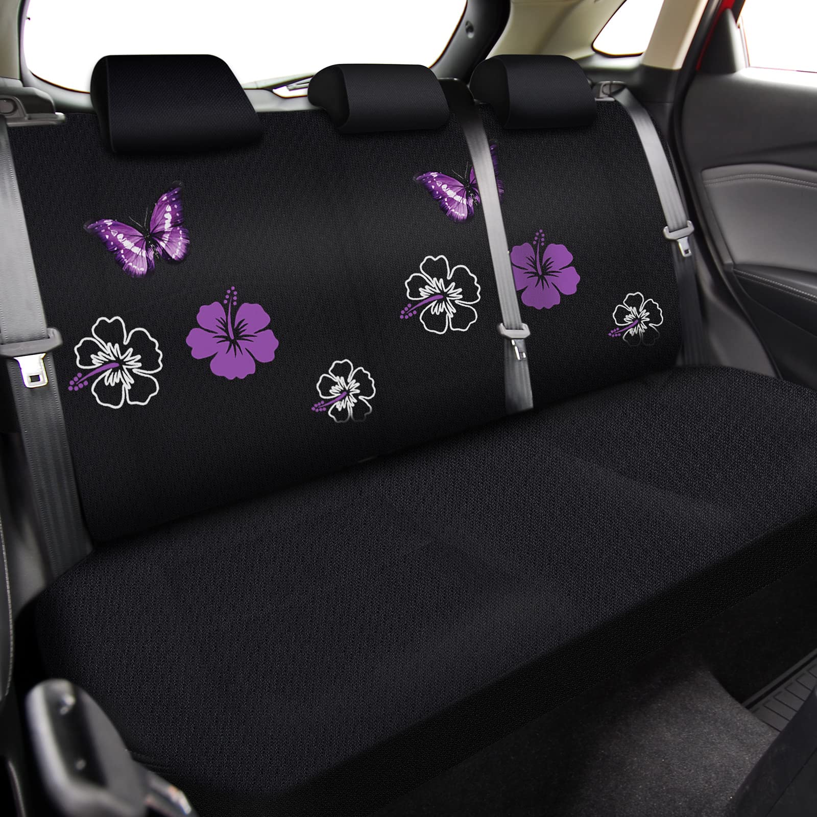 15 Pcs Full Set Butterfly Car Seat Covers for Front Rear Steering Wheel Cover Wrist Strap Coasters Armrest/Shoulder Pads in Butt