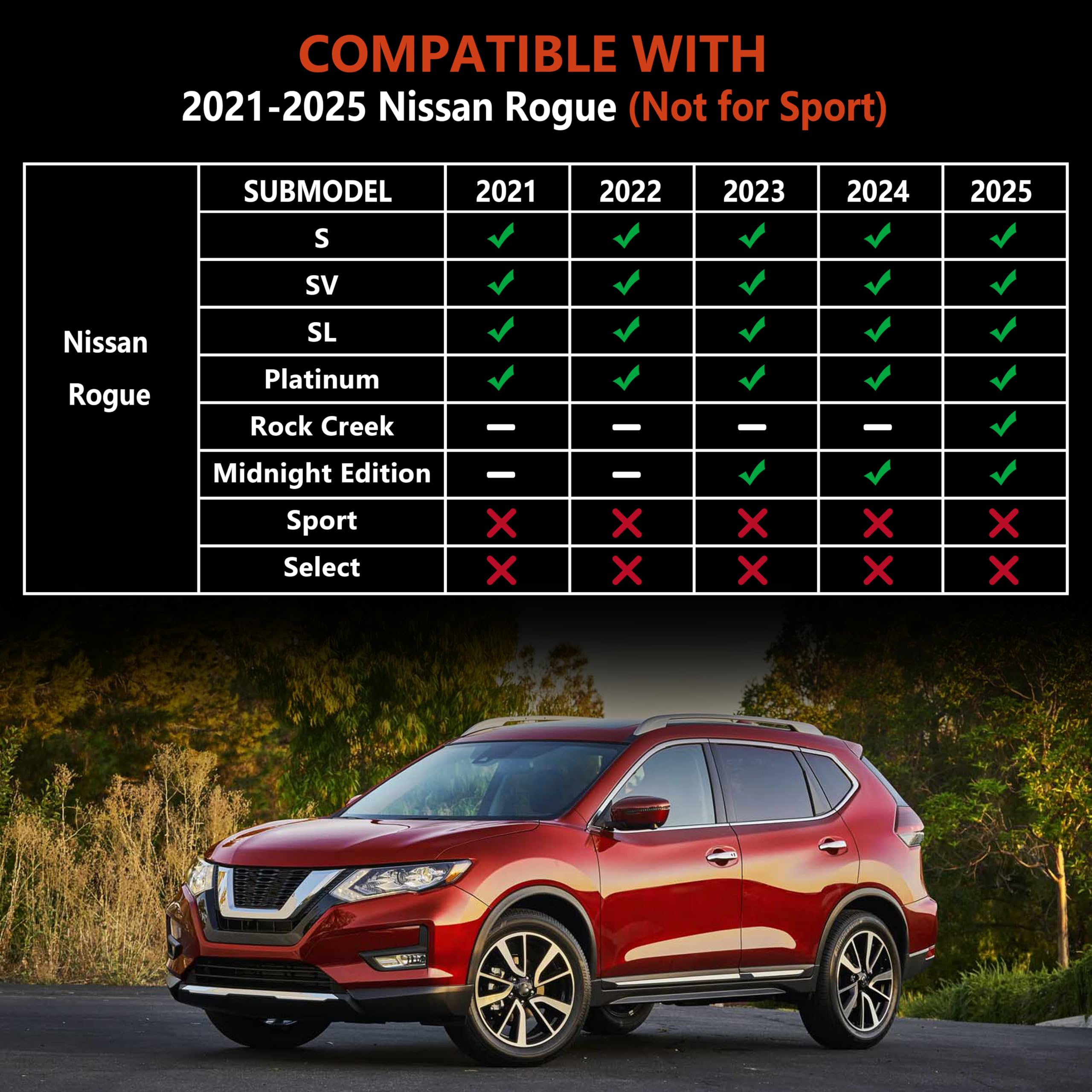 Karpal Floor Mats For 2021-2024 2025 Nissan Rogue (Not For Sport), Tpe Rubber All Weather Protection Heavy Duty Floor Liners Car