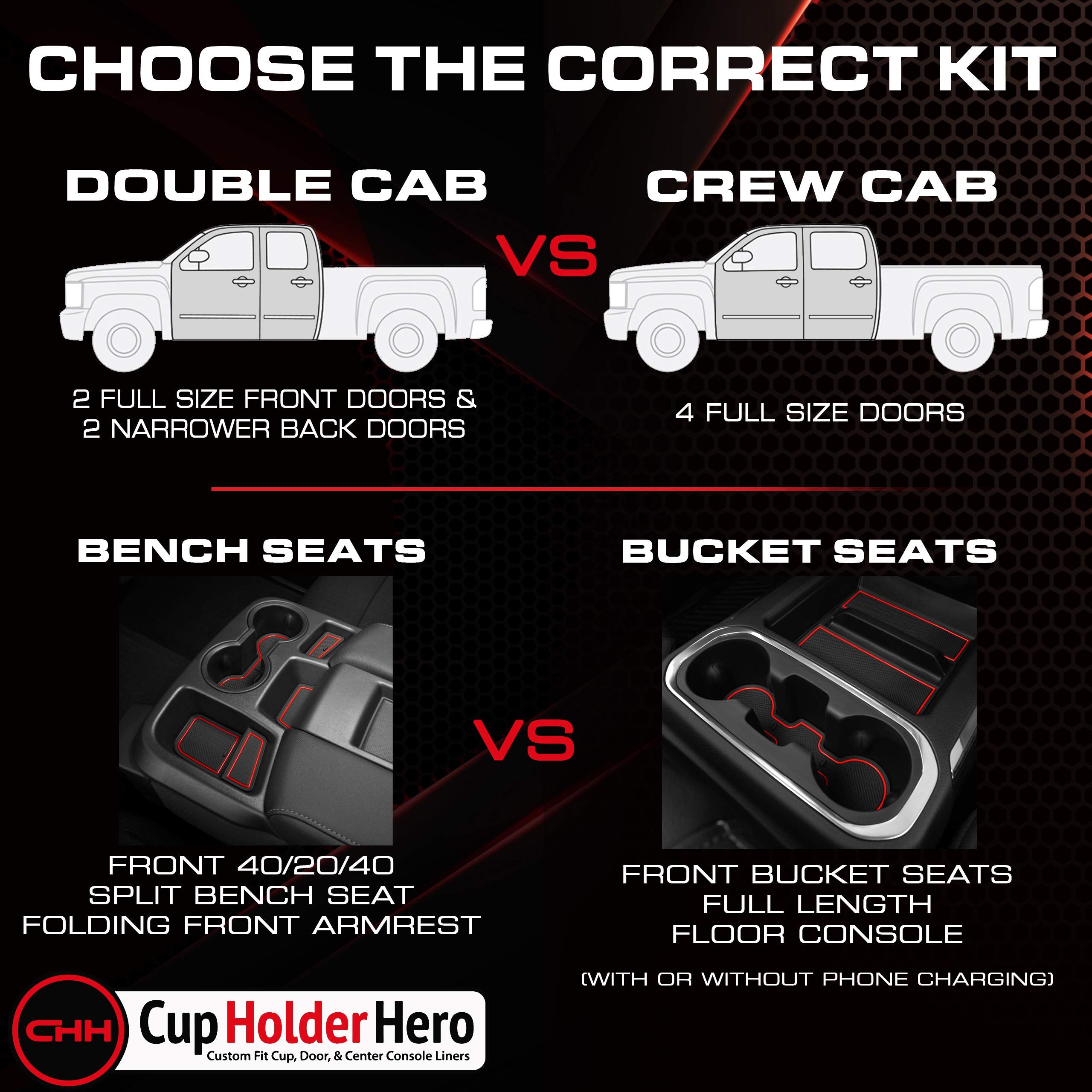 Cupholderhero Fits Chevy Silverado1500 Accessories & Gmc Sierra 2014-2022 Premium Custom Interior Nonslip Antidust Cupholder Ins