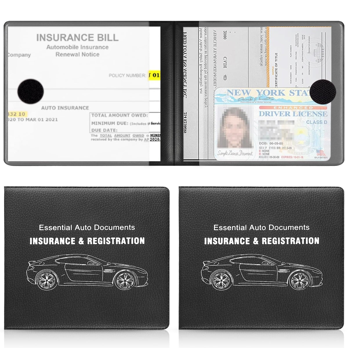 Uyye Lichee Pattern 2-Pack Documents Registration And Insurance Holder, Print Patterns Car Glove Box Organizer Wallet, Car Inter