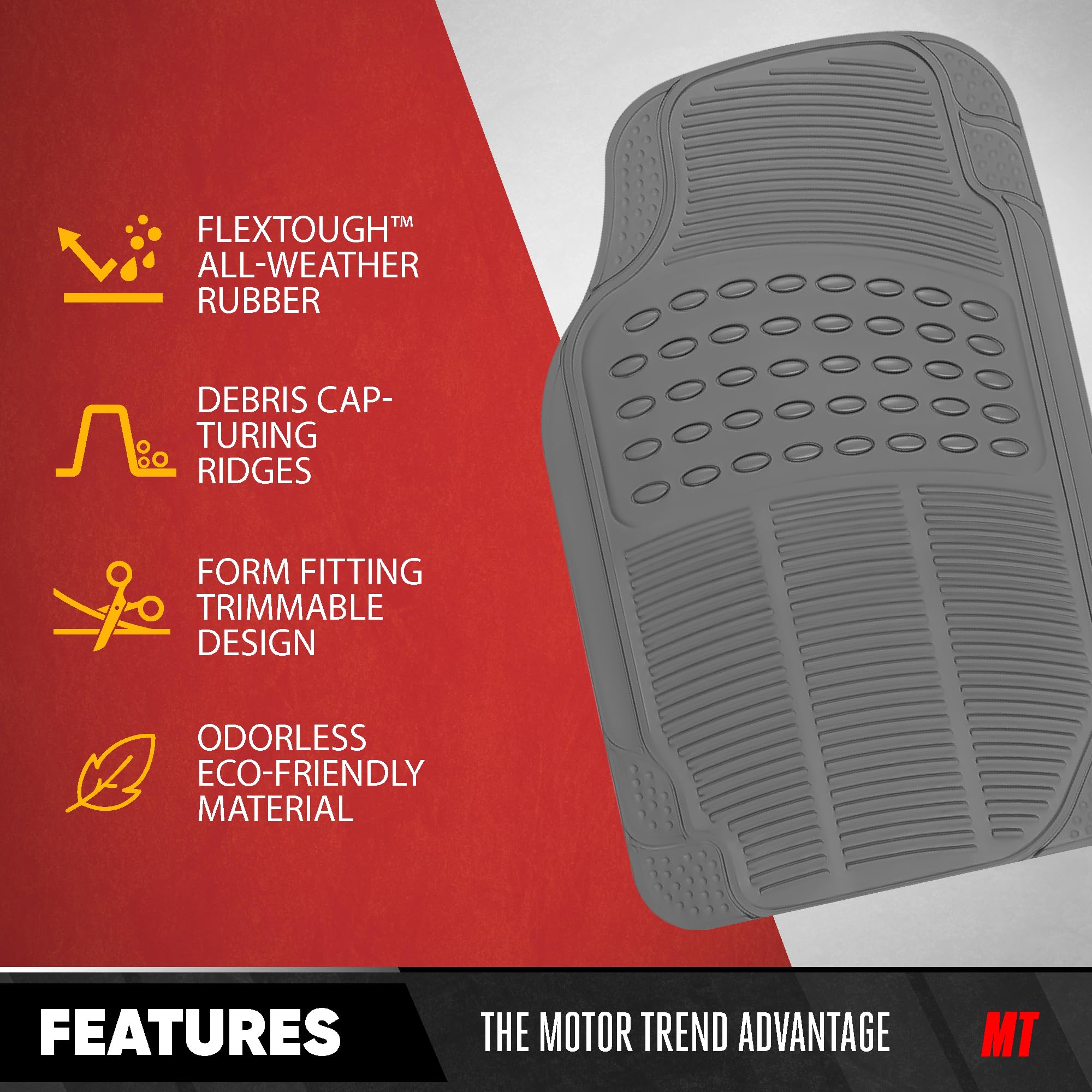 Bdkproliner Gray All Weather Rubber Auto Floor Mats & Cargo Liner - Heavy Duty 4Pc Set - Cb783