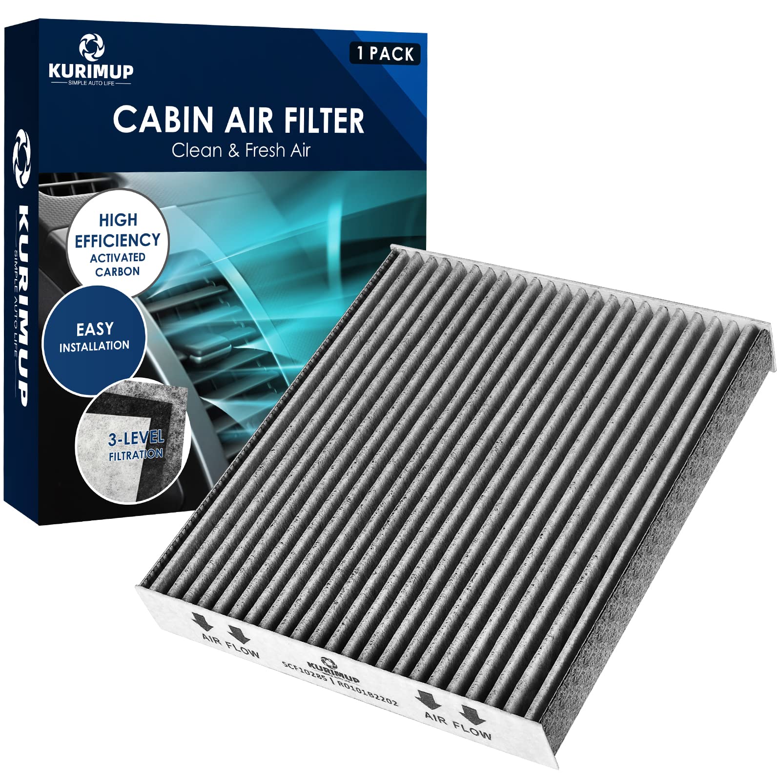 KURIMUP Cabin Air Filter Replacement for CP285 CF10285 Toyota Lexus Scion Camry Corolla Tundra Highlander Prius Vehicle Premium 