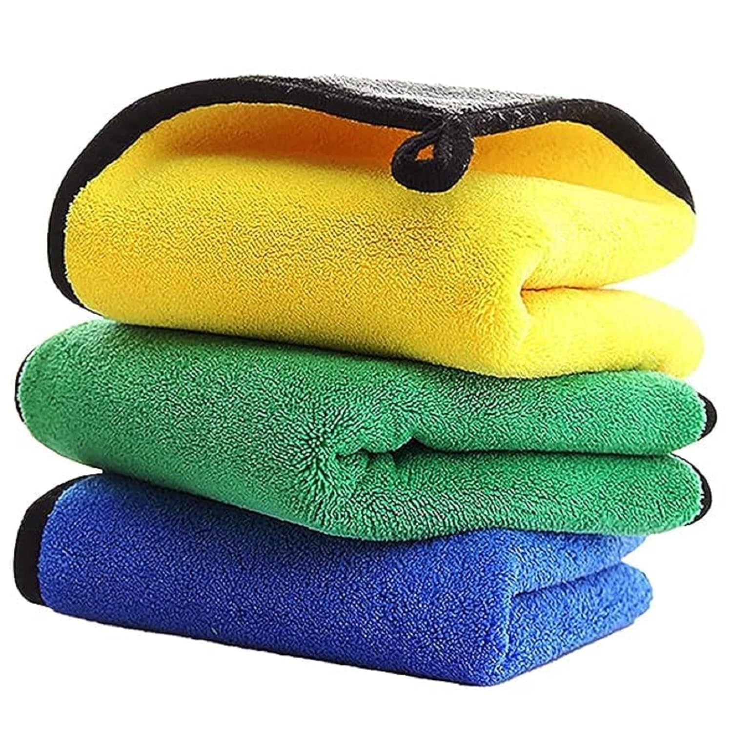 MATDEAL Microfiber Cloth for Car Cleaning (800 GSM, Pack of 3, 30x40 cm, MultiColour) Double Sided, High Density, Extra Thick P